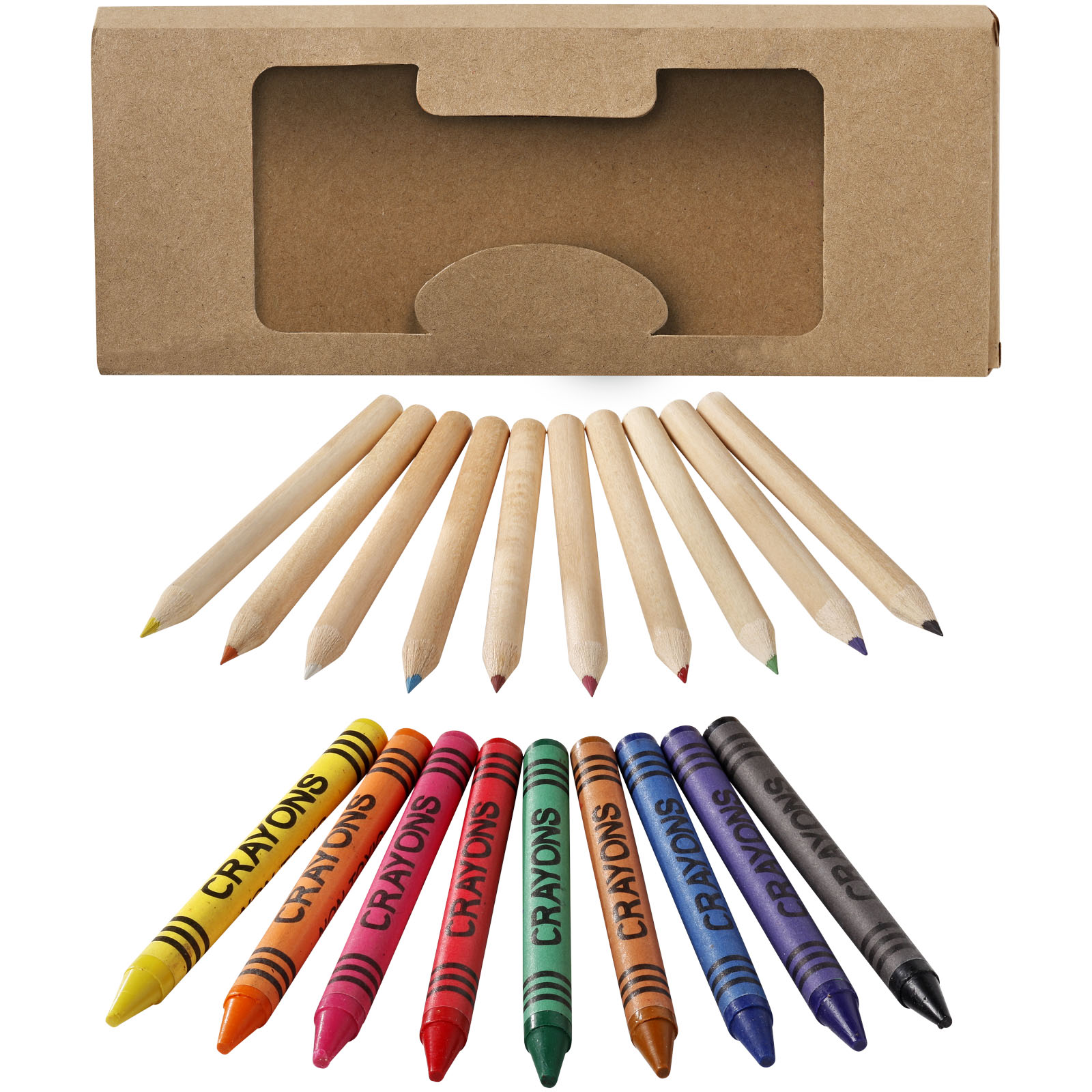 Sets de coloriage publicitaires - Kit de crayons et crayons gras colorés 19 pièces Lucky