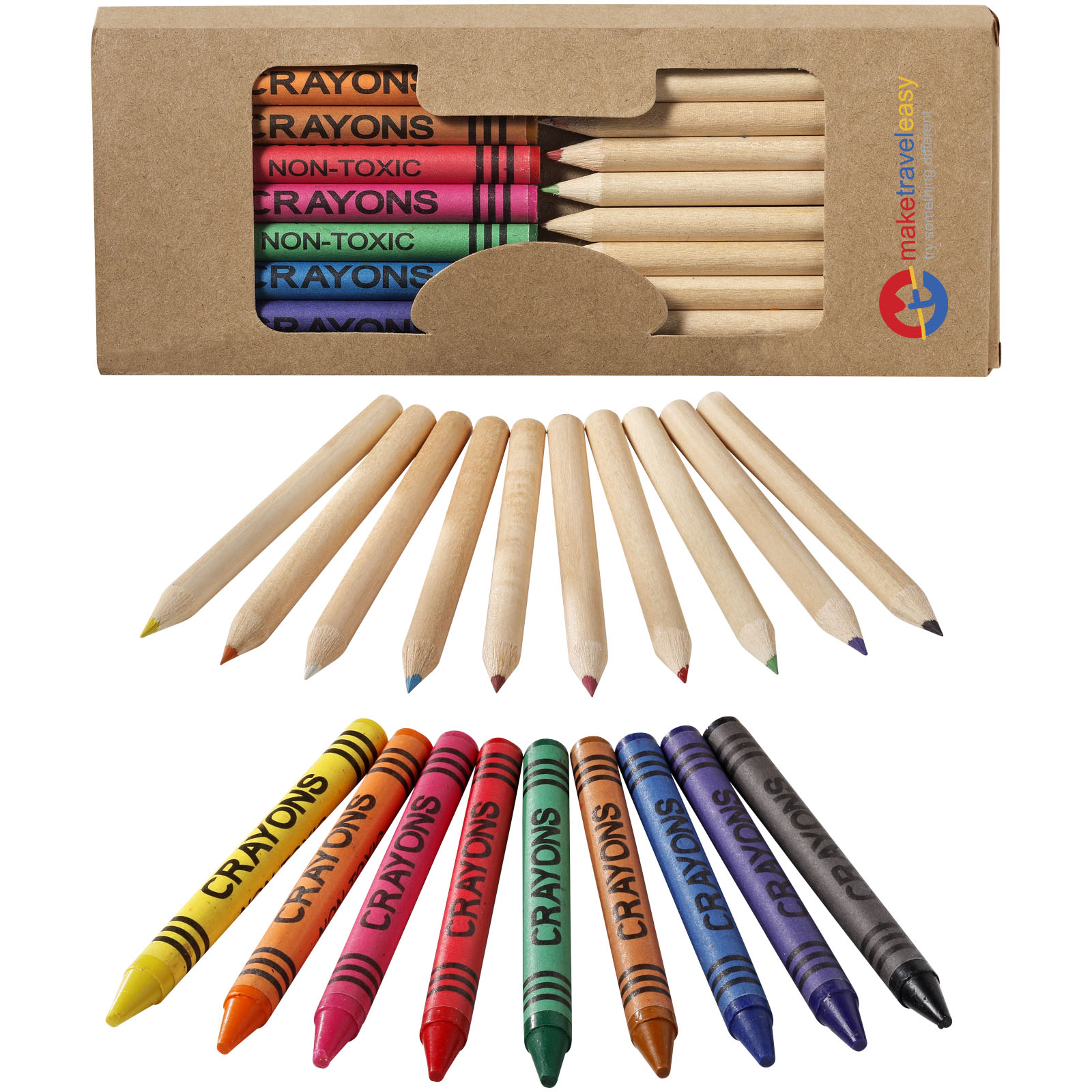 Sets de coloriage publicitaires - Kit de crayons et crayons gras colorés 19 pièces Lucky - 5