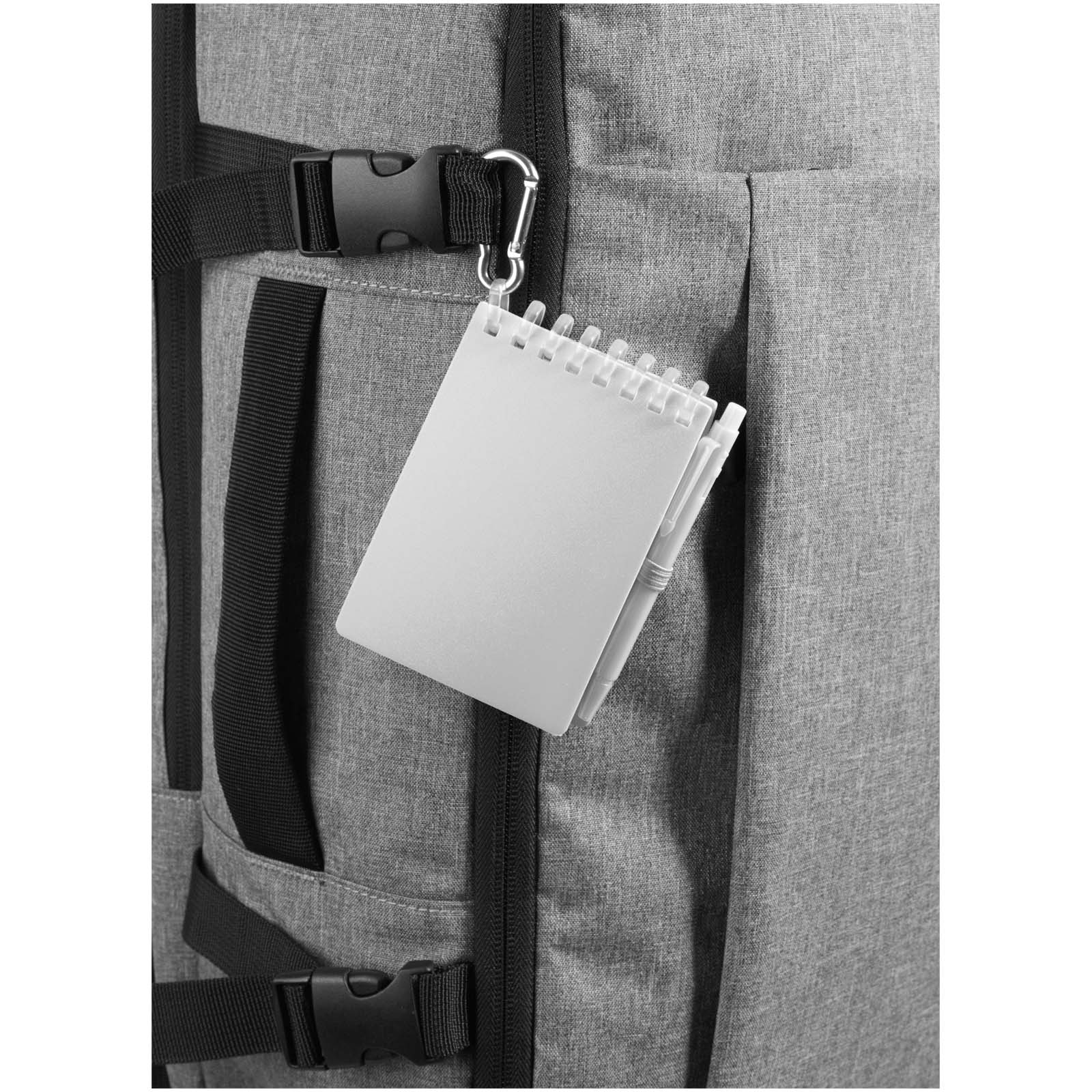 Parure de stylos publicitaires - Ensemble carnet souple d’extérieur recyclé et stylo bille (encre noire) Lig Mini - 4