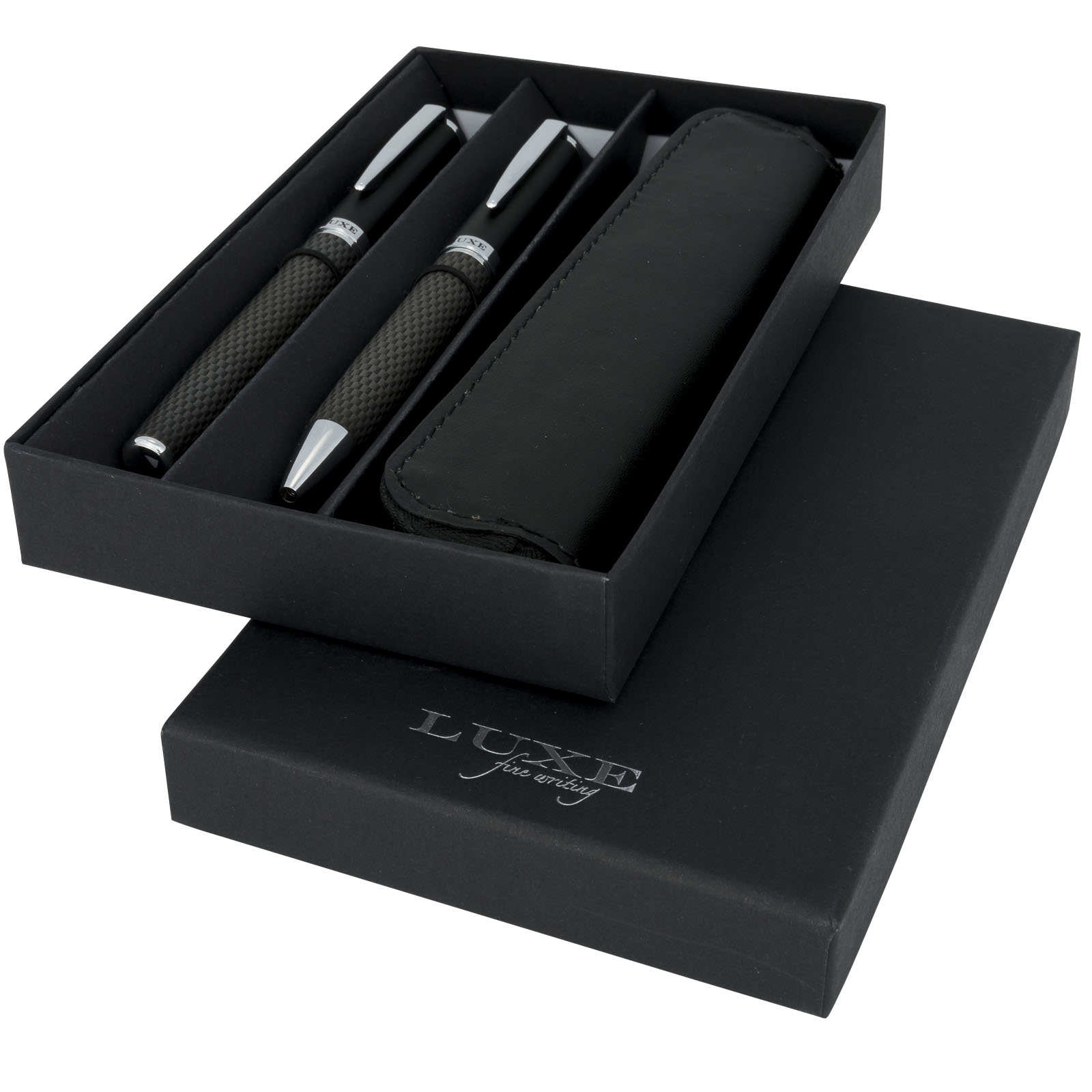 Pens & Writing - Carbon duo pen gift set with pouch