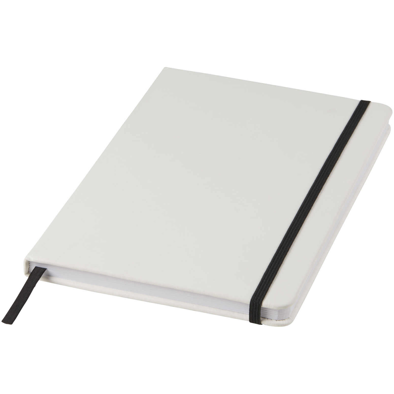Advertising Hard cover notebooks - Spectrum A5 white notebook with coloured strap