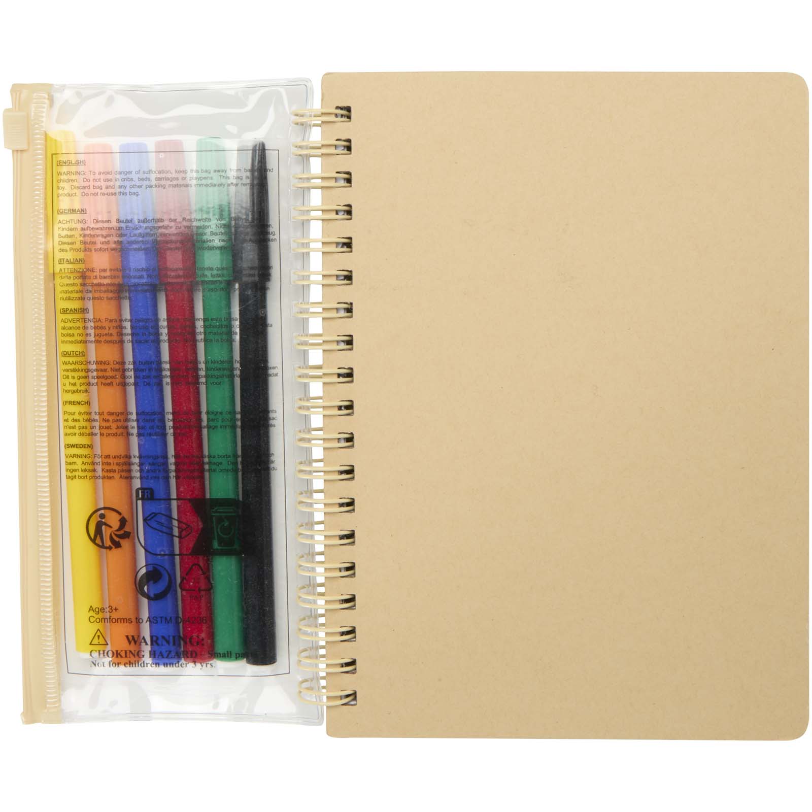 Sets de coloriage publicitaires - Cahier à couverture rigide Squiggle B6 et lot de marqueurs - 1