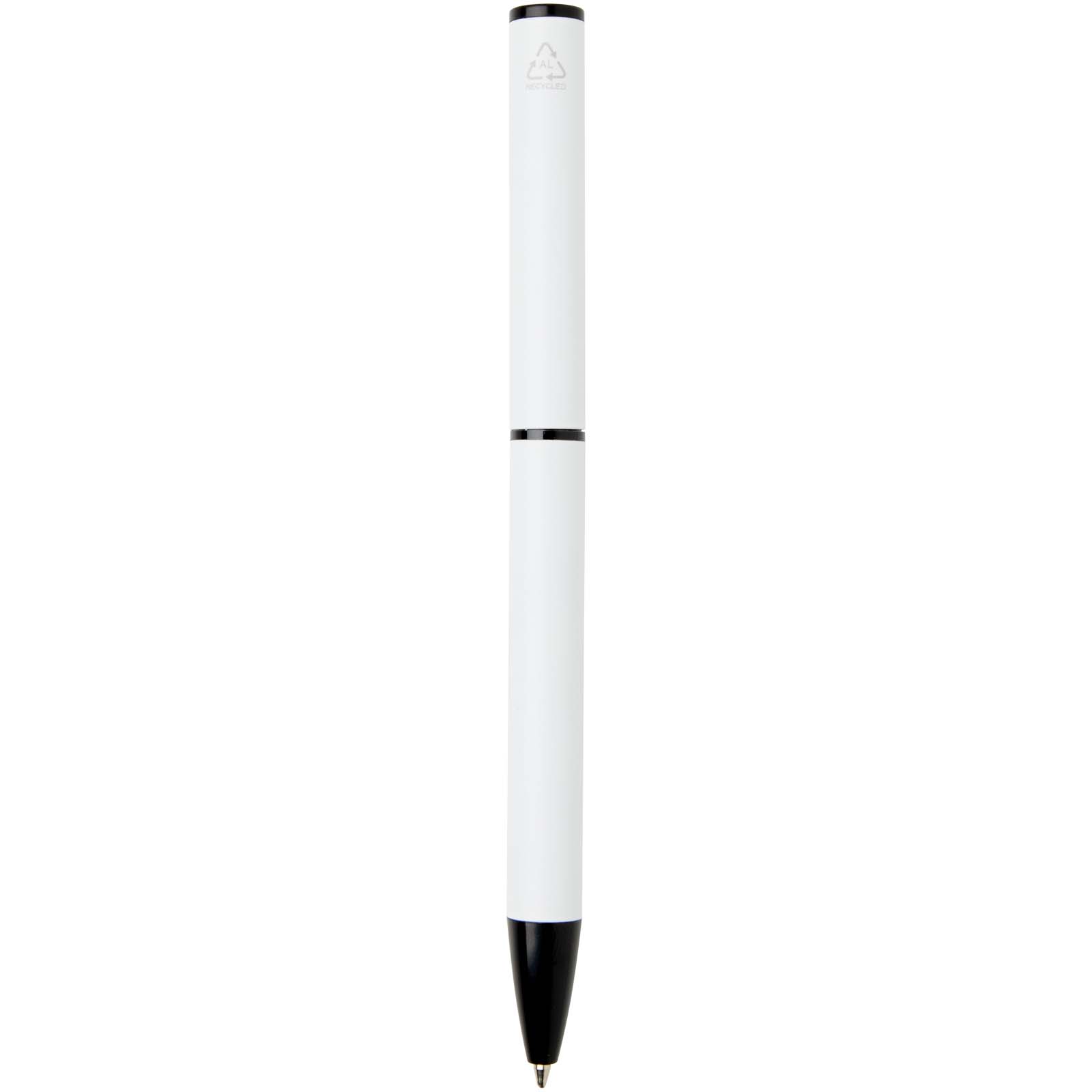 Stylos-bille publicitaires - Stylo à bille à ressort en aluminium recyclé Verton avec capuchon (encre bleue) - 2