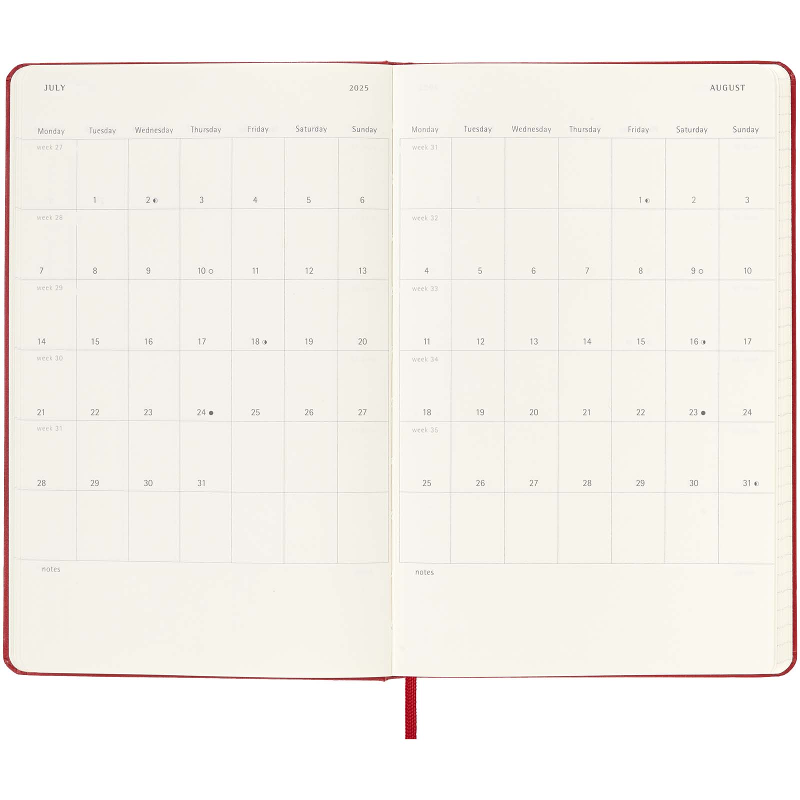 Bloc-notes couverture rigide publicitaires - Agenda L hebdomadaire 12 mois Moleskine à couverture rigide - 5