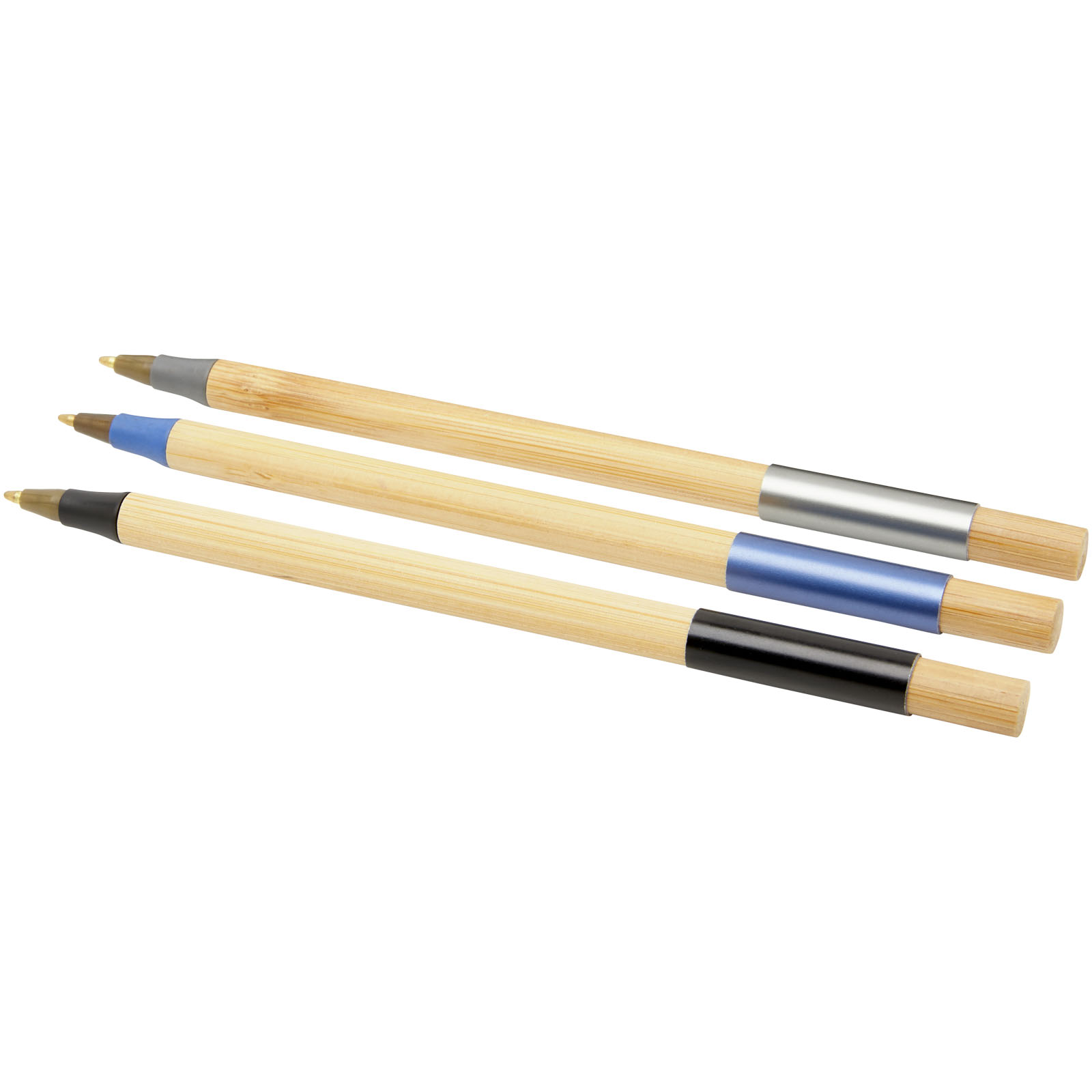 Parure de stylos publicitaires - Parure Kerf de stylos en bambou, 3 pièces - 3