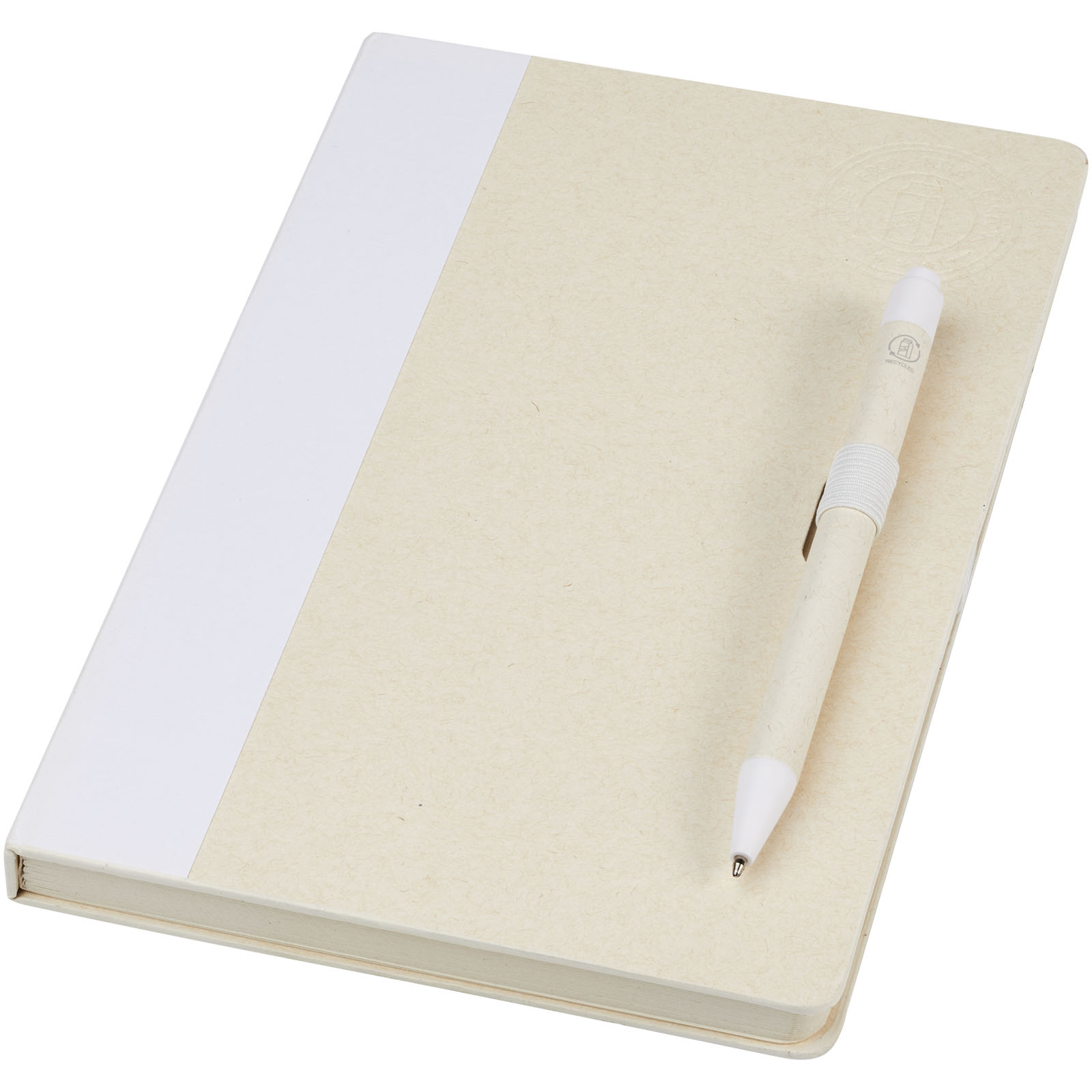 Bloc-notes couverture rigide - Ensemble carnet de notes format A5 et stylo bille, à partir de briques de lait recyclées, Dairy Dream