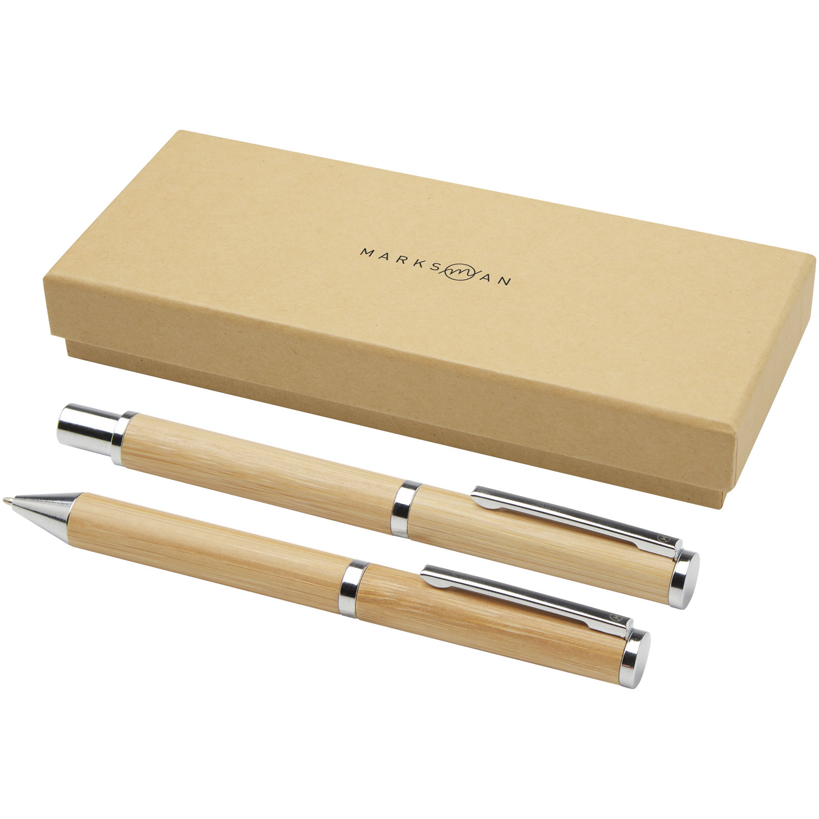 Parure de stylos - Coffret cadeau stylo bille et stylo roller Apolys en bambou 