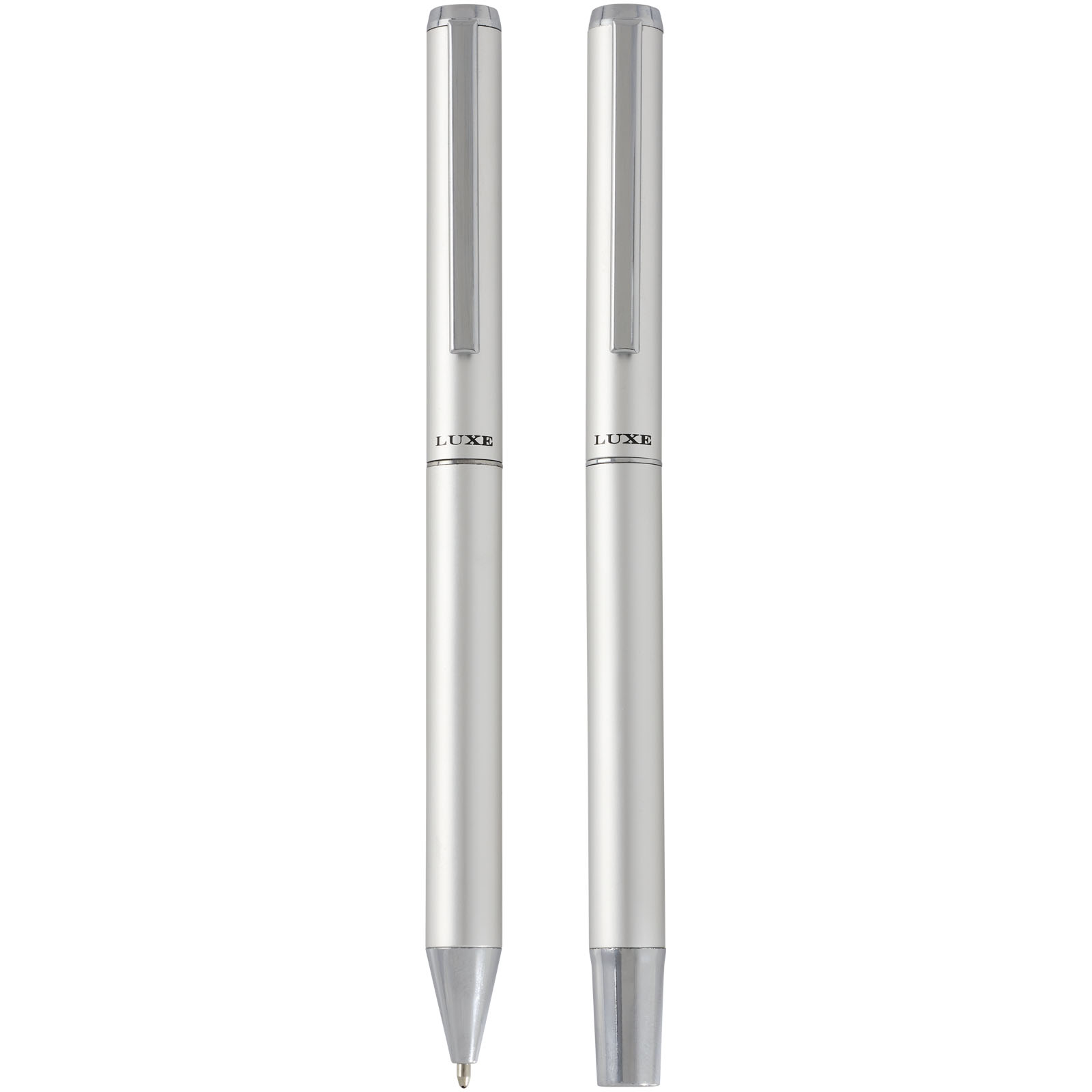 Parure de stylos publicitaires - Ensemble-cadeau stylo bille et stylo roller Lucetto en aluminium recyclé - 2