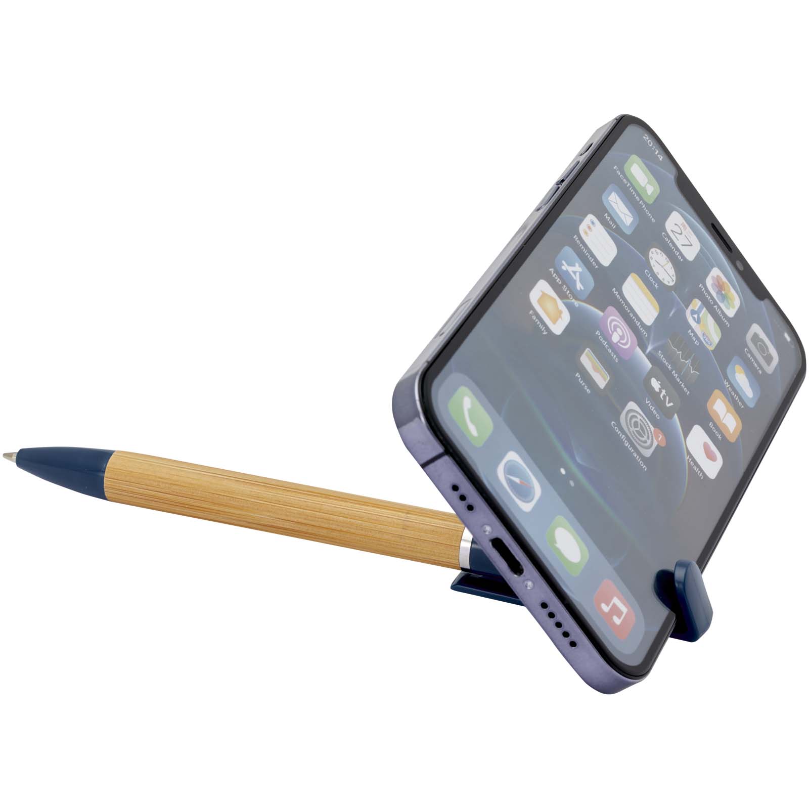 Stylos-bille publicitaires - Stylo support de téléphone Delfina (encre noire) - 4