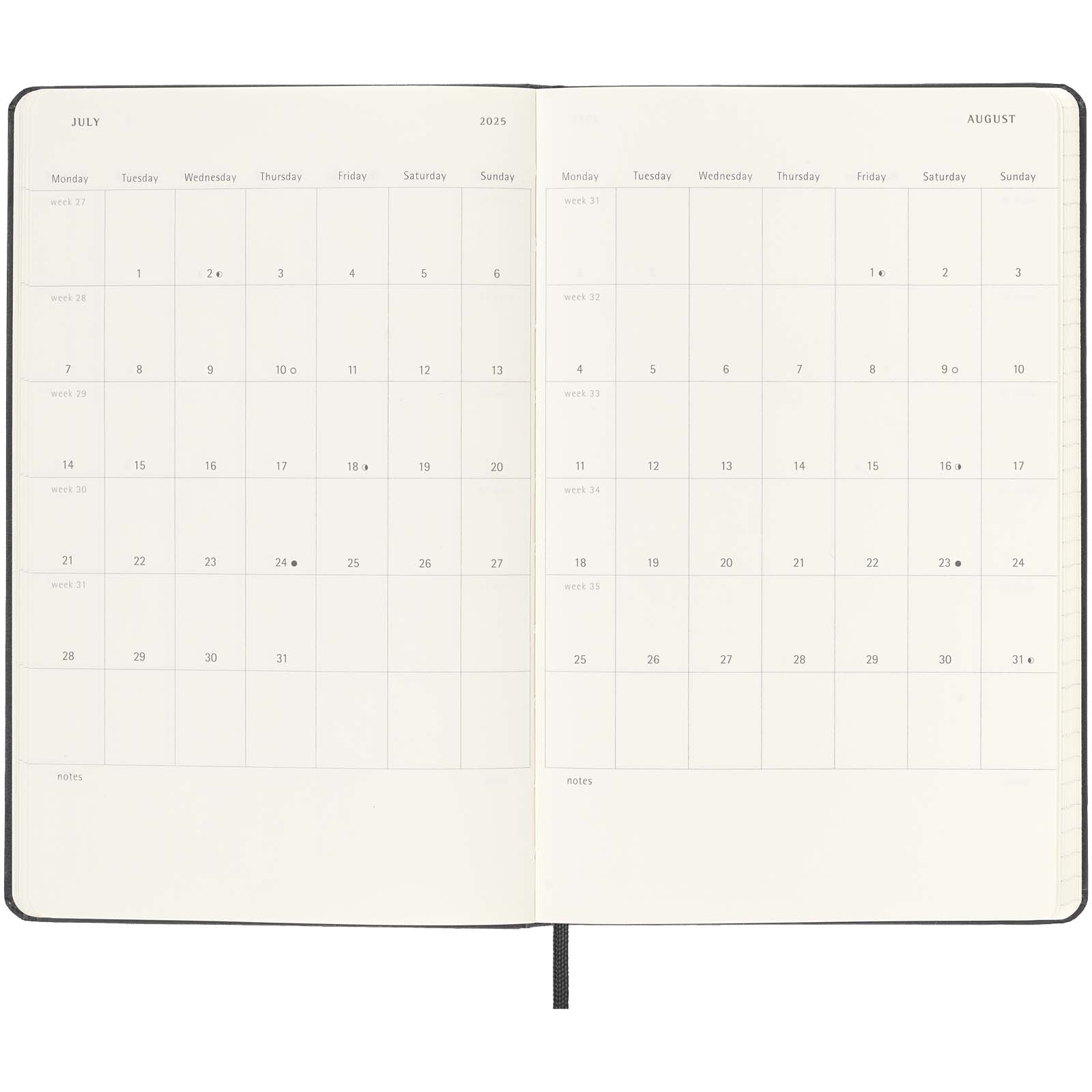 Bloc-notes couverture rigide publicitaires - Agenda L vertical 12 mois Moleskine à couverture rigide - 5