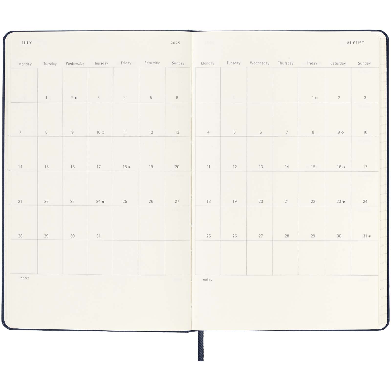 Bloc-notes couverture rigide publicitaires - Agenda L hebdomadaire horizontal 12 mois Moleskine à couverture rigide - 5