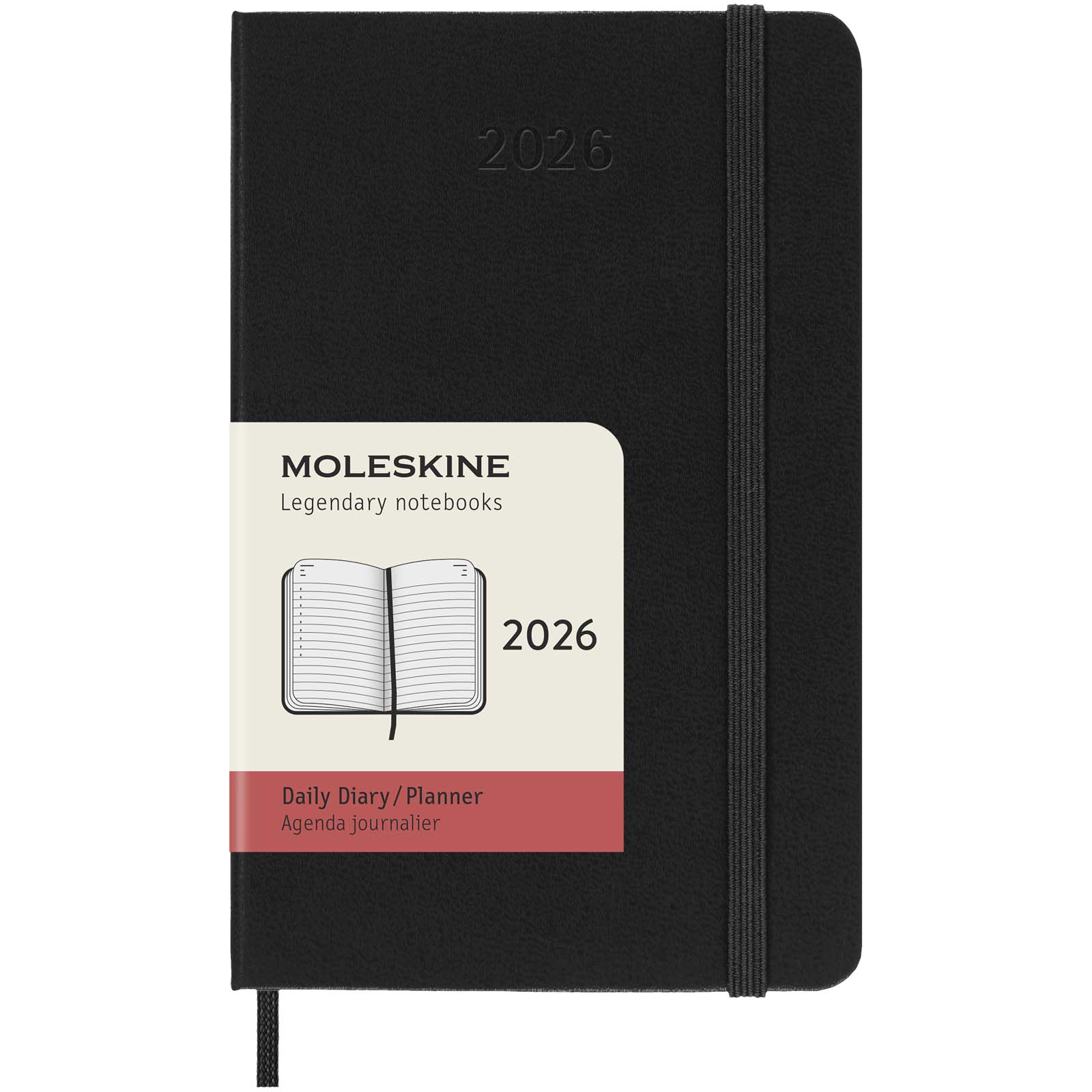 Bloc-notes couverture rigide - Agenda de poche quotidien 12 mois Moleskine à couverture rigide