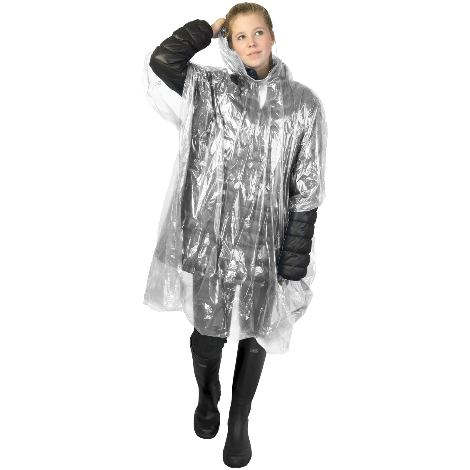 Advertising Rain Ponchos - Mayan recycled plastic disposable rain poncho with storage pouch - 3