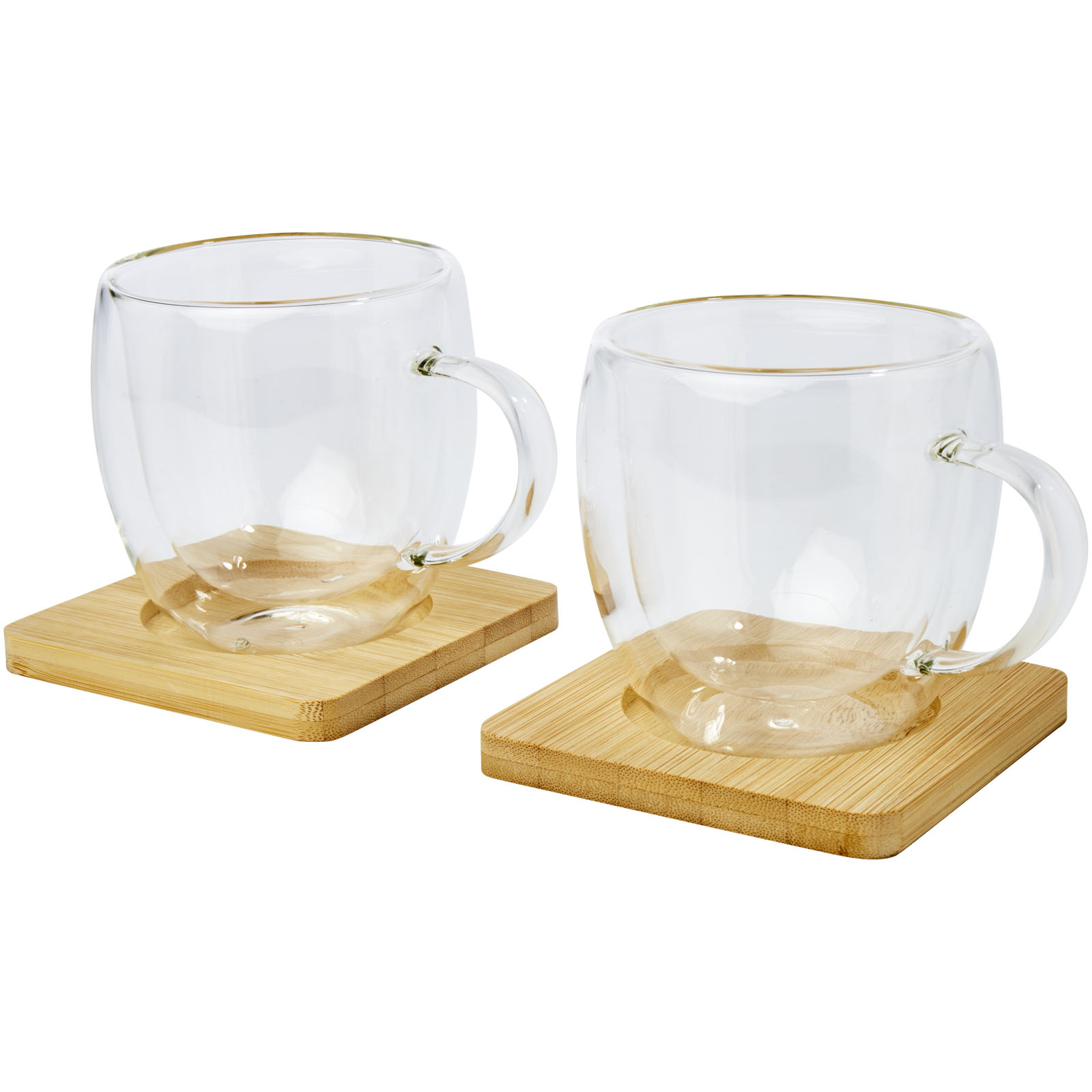 Advertising Glasses & Carafes - Manti 2-piece 250 ml double-wall glass cup with bamboo coaster  - 5