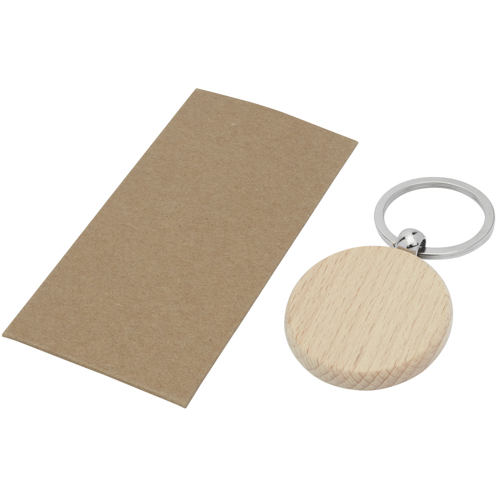 Advertising Keychains & Keyrings - Giovanni beech wood round keychain - 3
