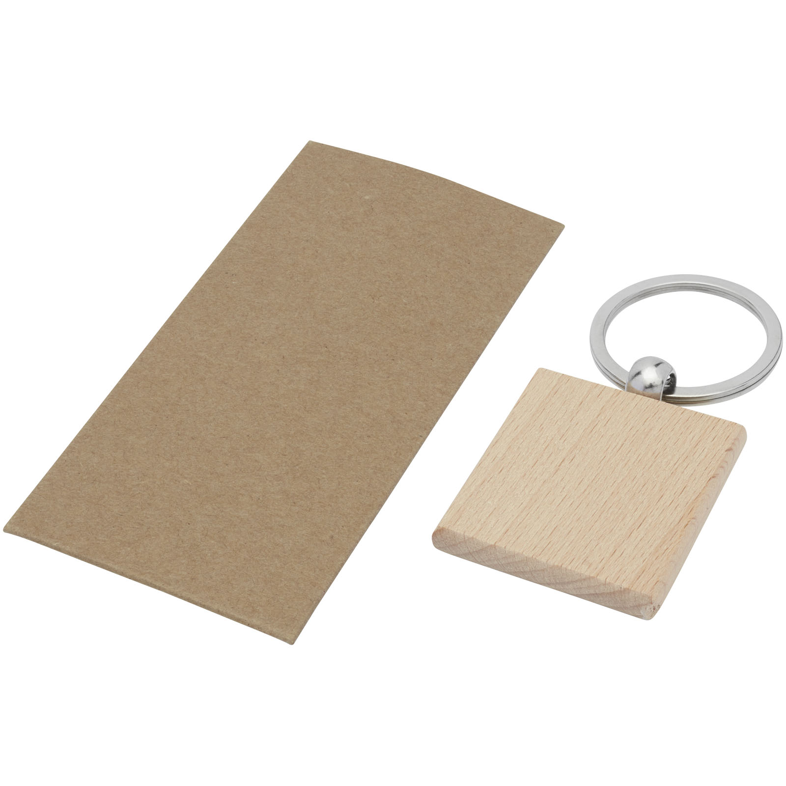 Advertising Keychains & Keyrings - Gioia beech wood squared keychain - 3