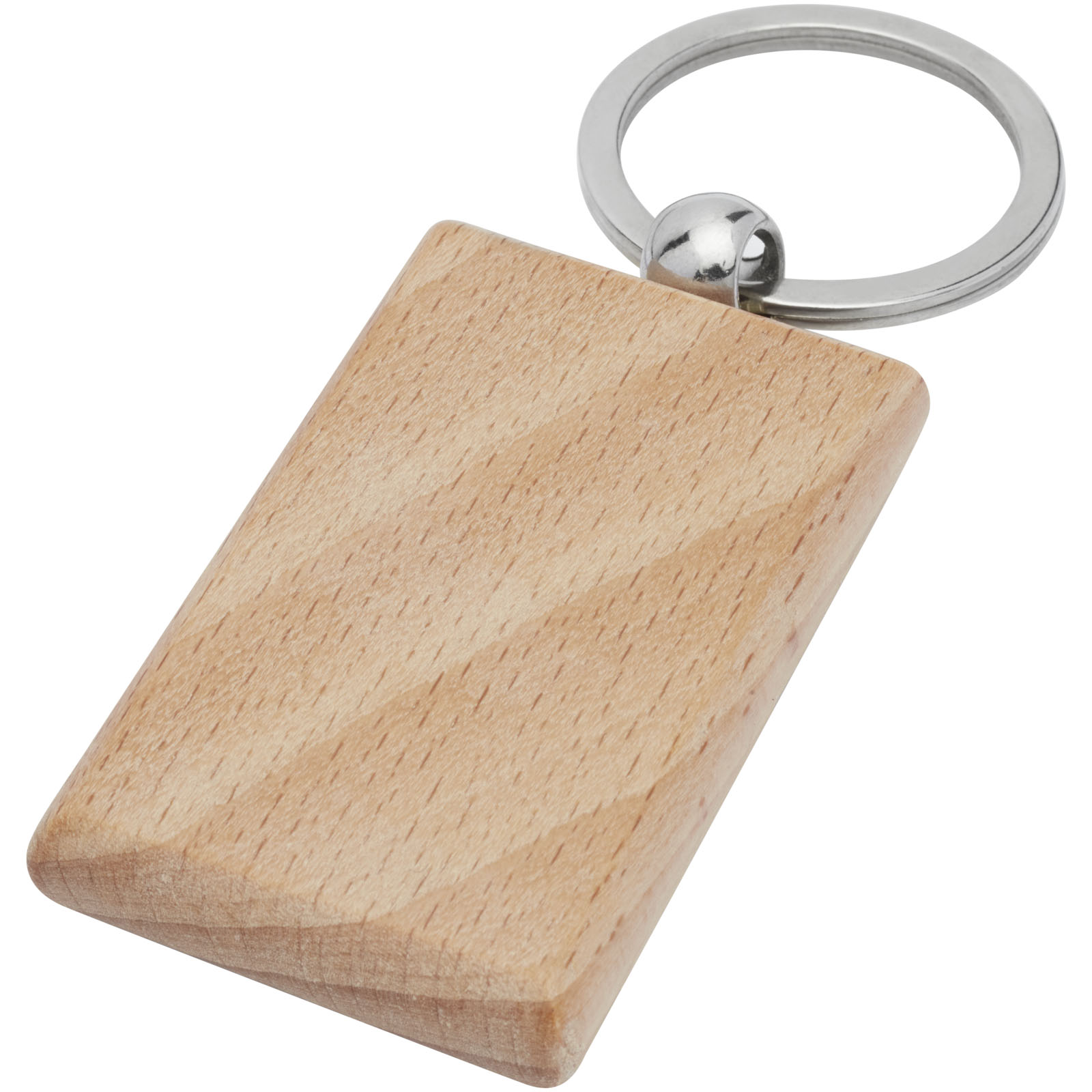 Porte-clés publicitaires - Porte-clés rectangulaire Gian en bois de hêtre - 0