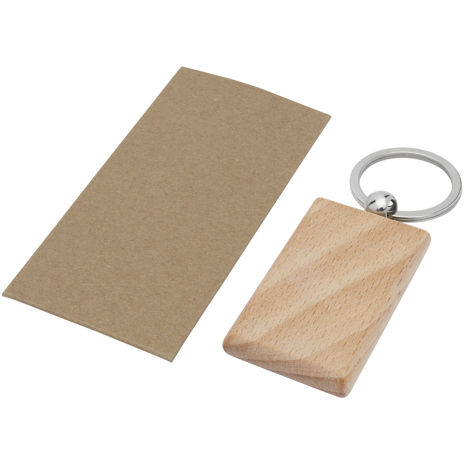 Advertising Keychains & Keyrings - Gian beech wood rectangular keychain - 3