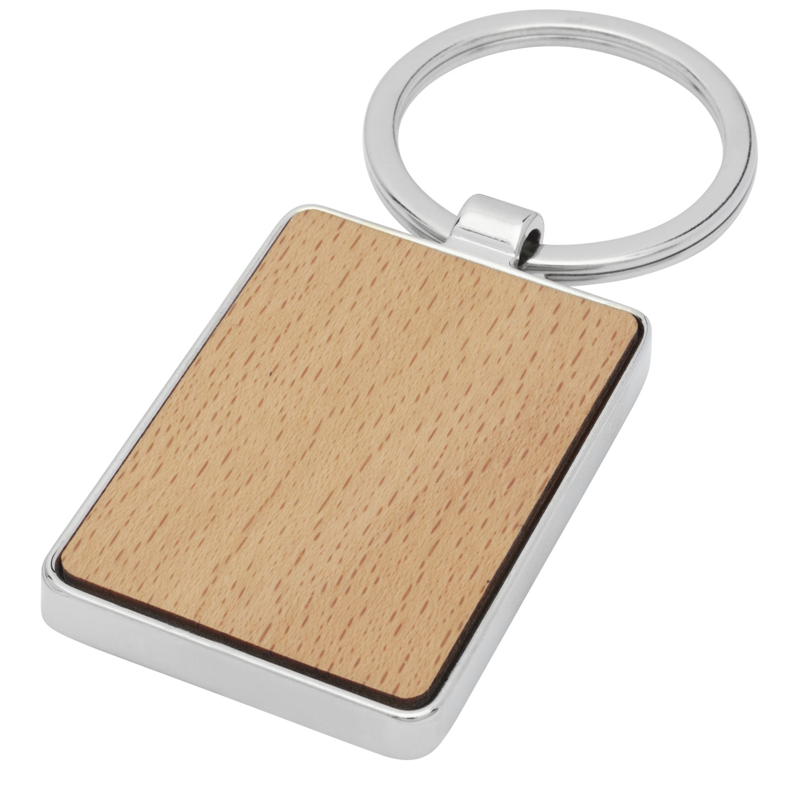 Porte-clés publicitaires - Porte-clés rectangulaire Mauro en bois de hêtre - 0