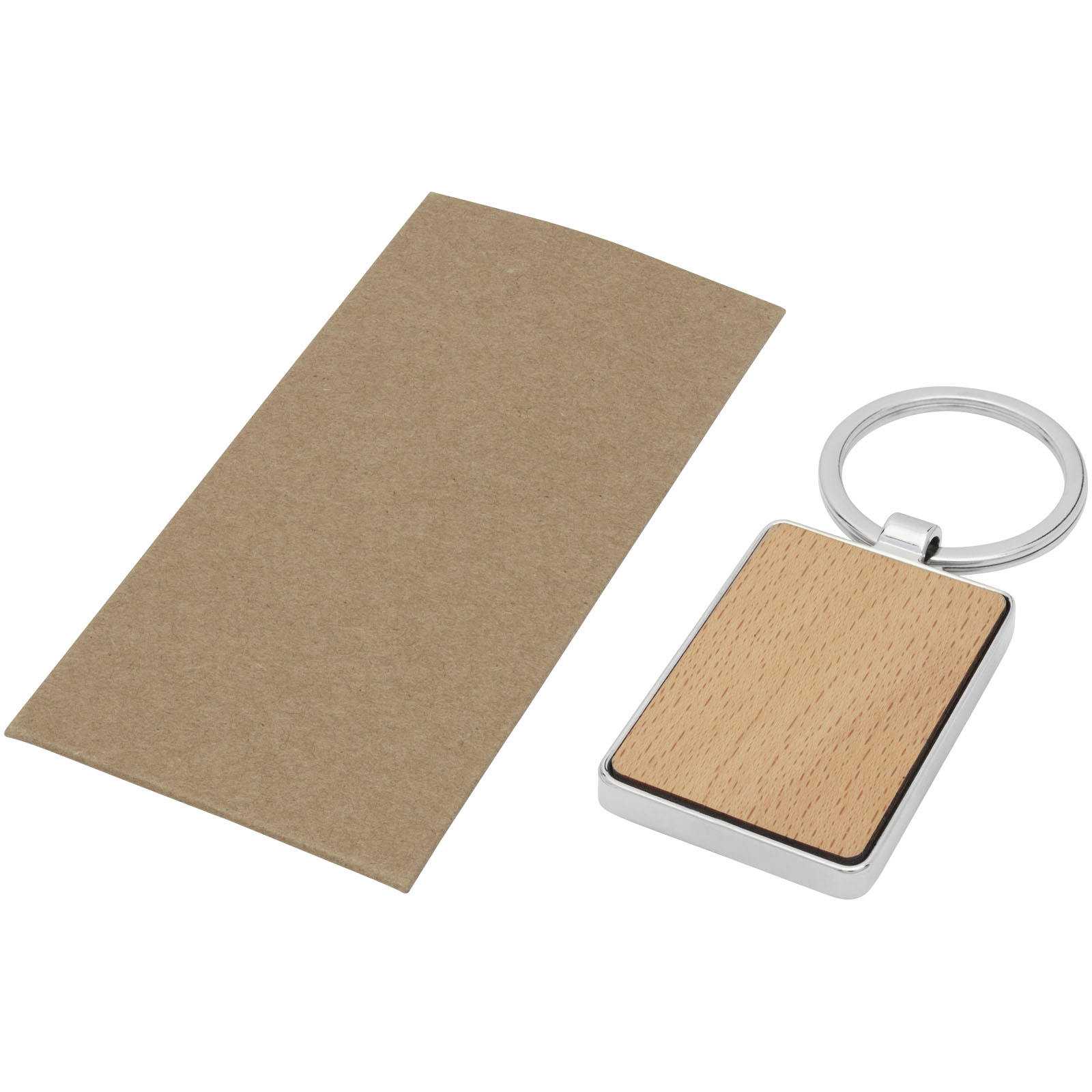 Advertising Keychains & Keyrings - Mauro beech wood rectangular keychain - 3