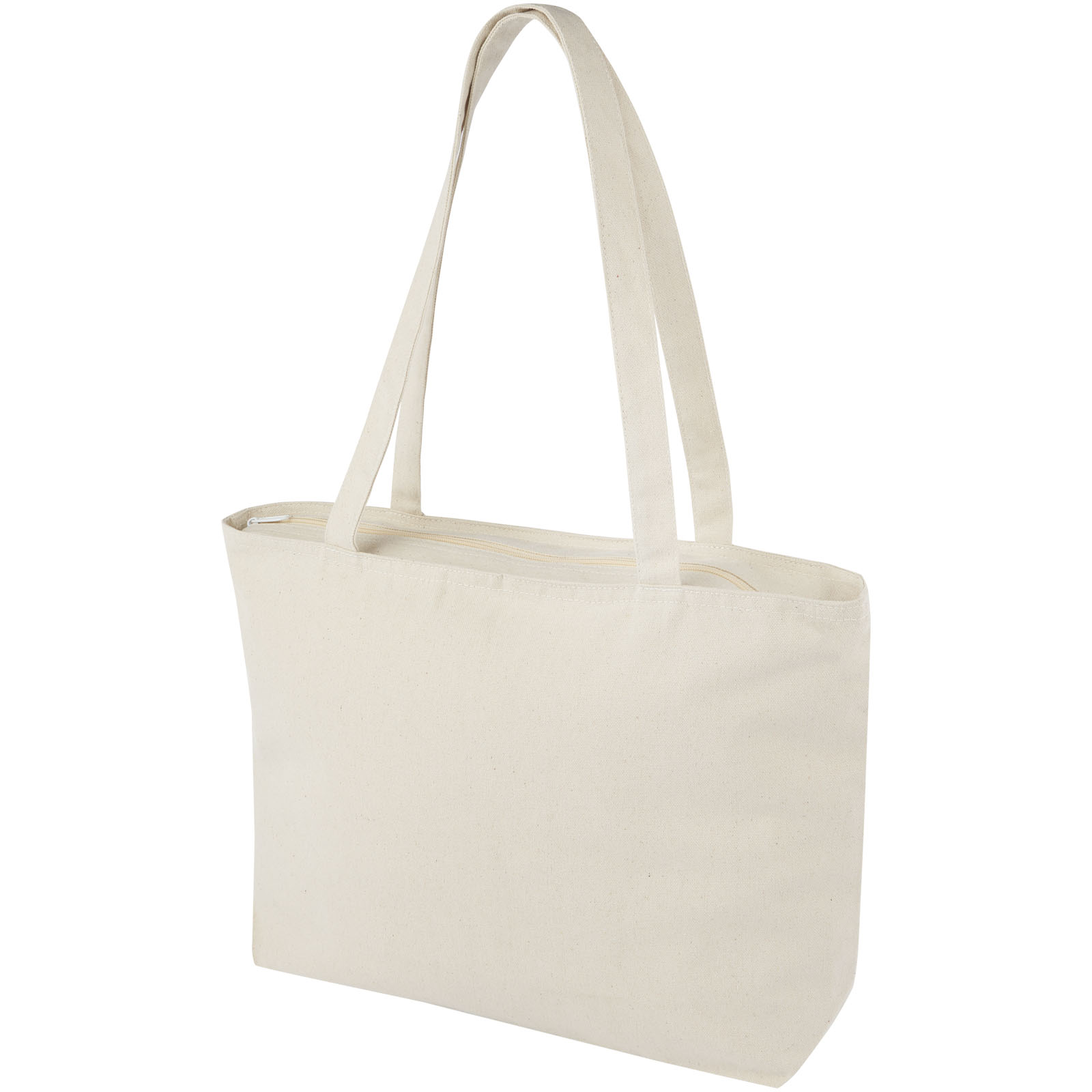 Sacs en coton publicitaires - Sac shopping zippé coton 320 g/m² Ningbo 15L