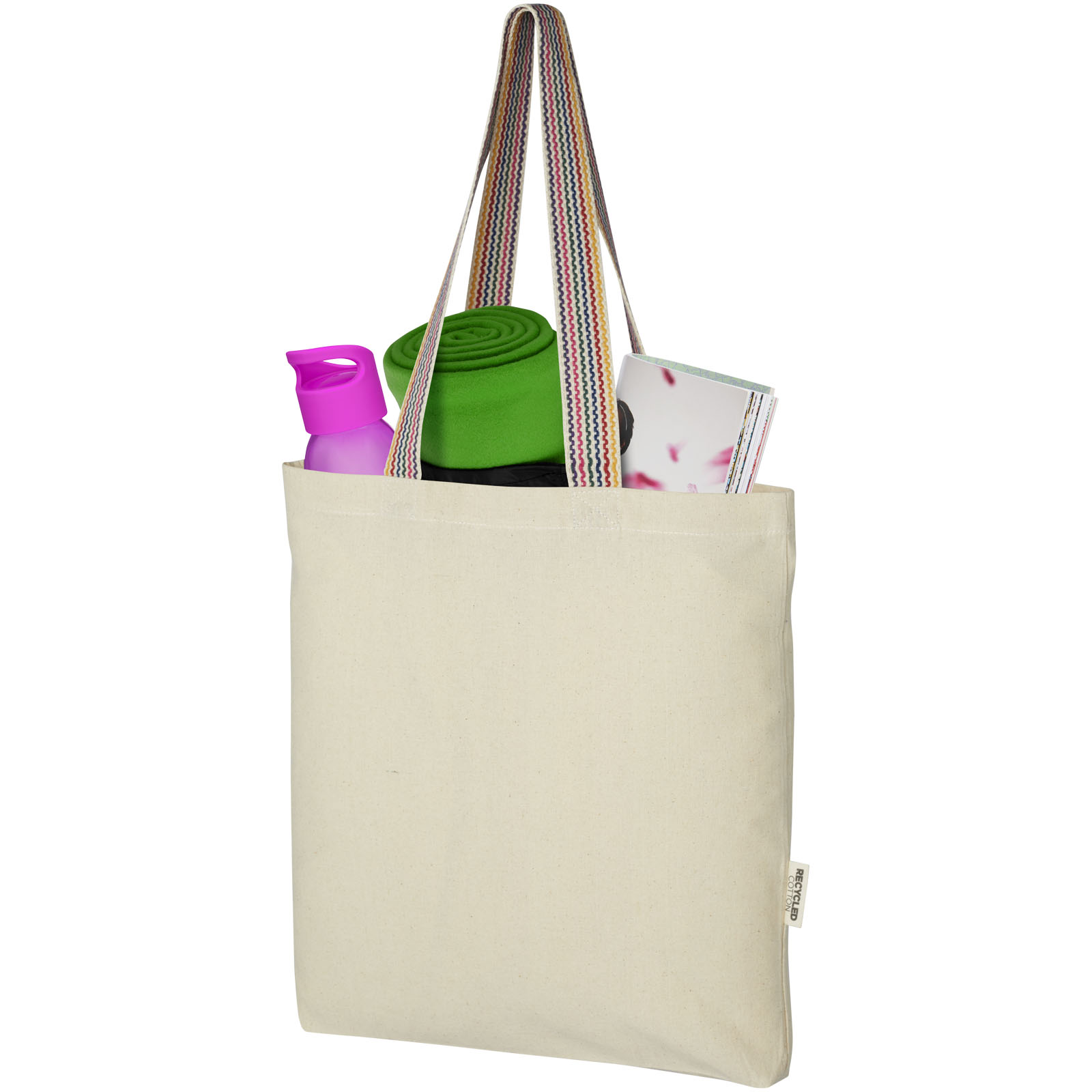 Sacs de shopping publicitaires - Sac shopping Rainbow de 5 l en coton recyclé 180 g/m² - 3