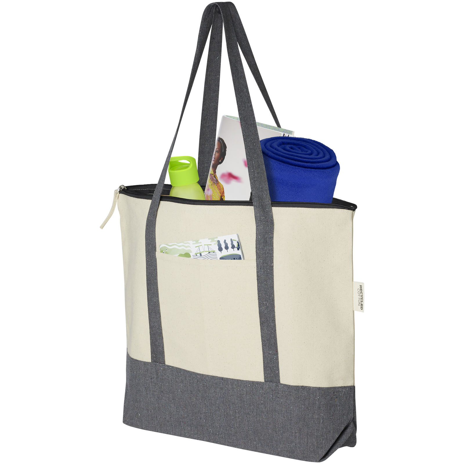Advertising Shopping & Tote Bags - Repose 320 g/m² recycled cotton zippered tote bag 10L - 3