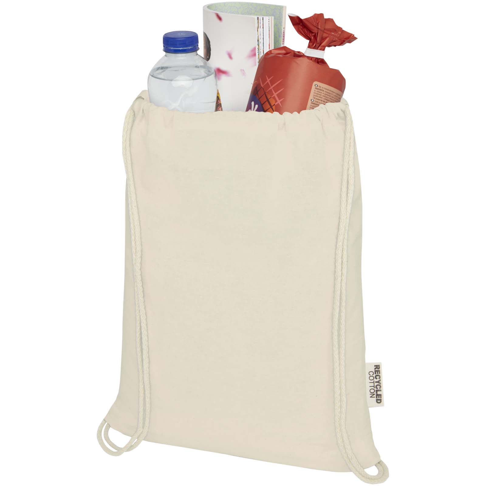 Sacs à dos ficelle publicitaires - Sac avec cordon Oregon en coton recyclé 140 g/m² certifié GRS - 2