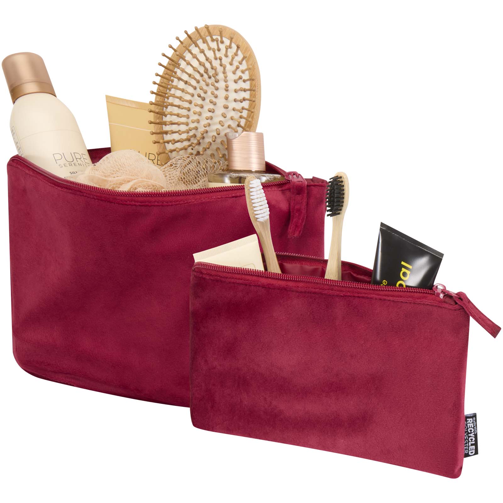 Advertising Toiletry Bags - Swift GRS recycled velvet toiletry bag set - 2