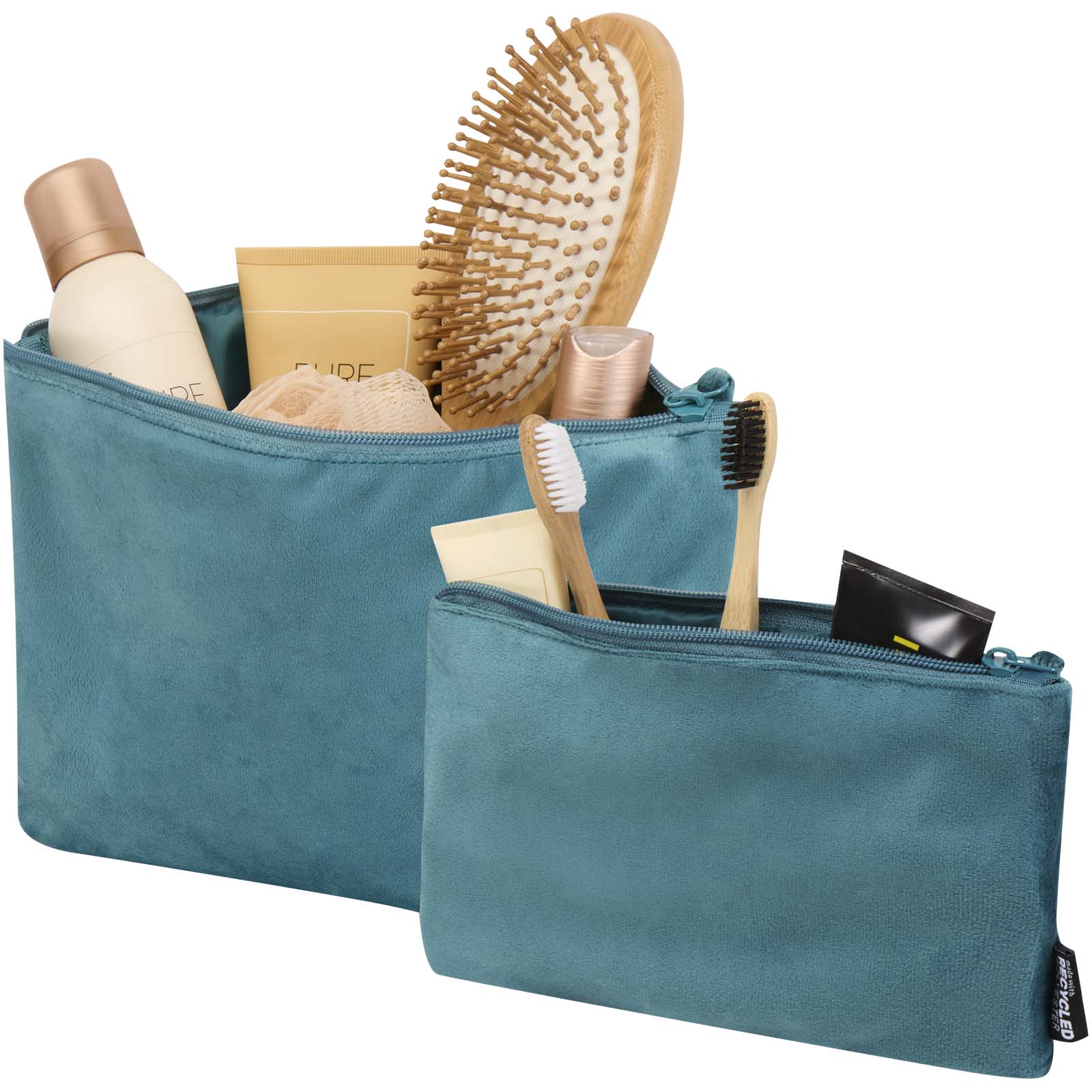 Advertising Toiletry Bags - Swift GRS recycled velvet toiletry bag set - 2