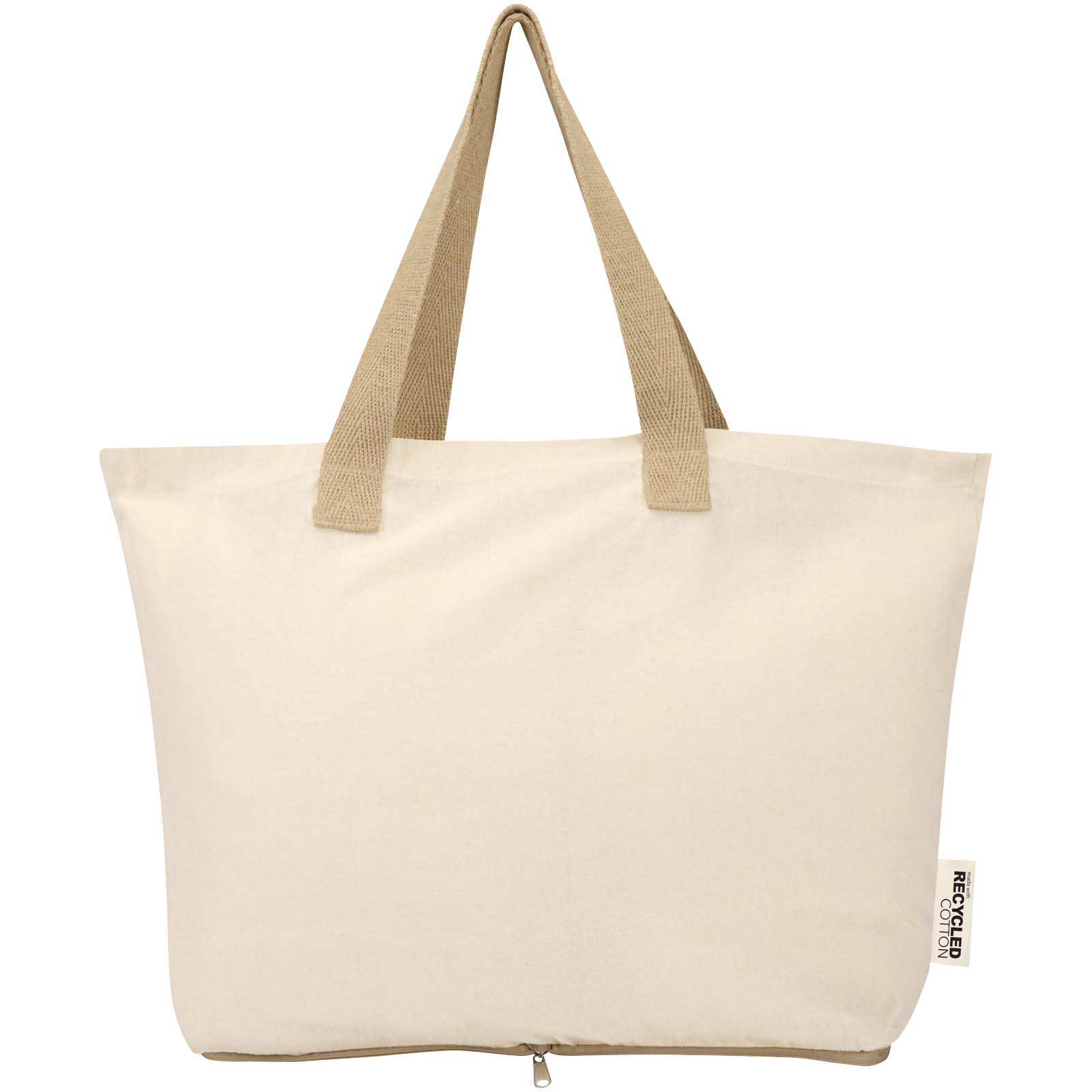 Sacs de shopping publicitaires - Sac shopping Sierra pliable en coton recyclé GRS 140 g/m2 7 L - 1