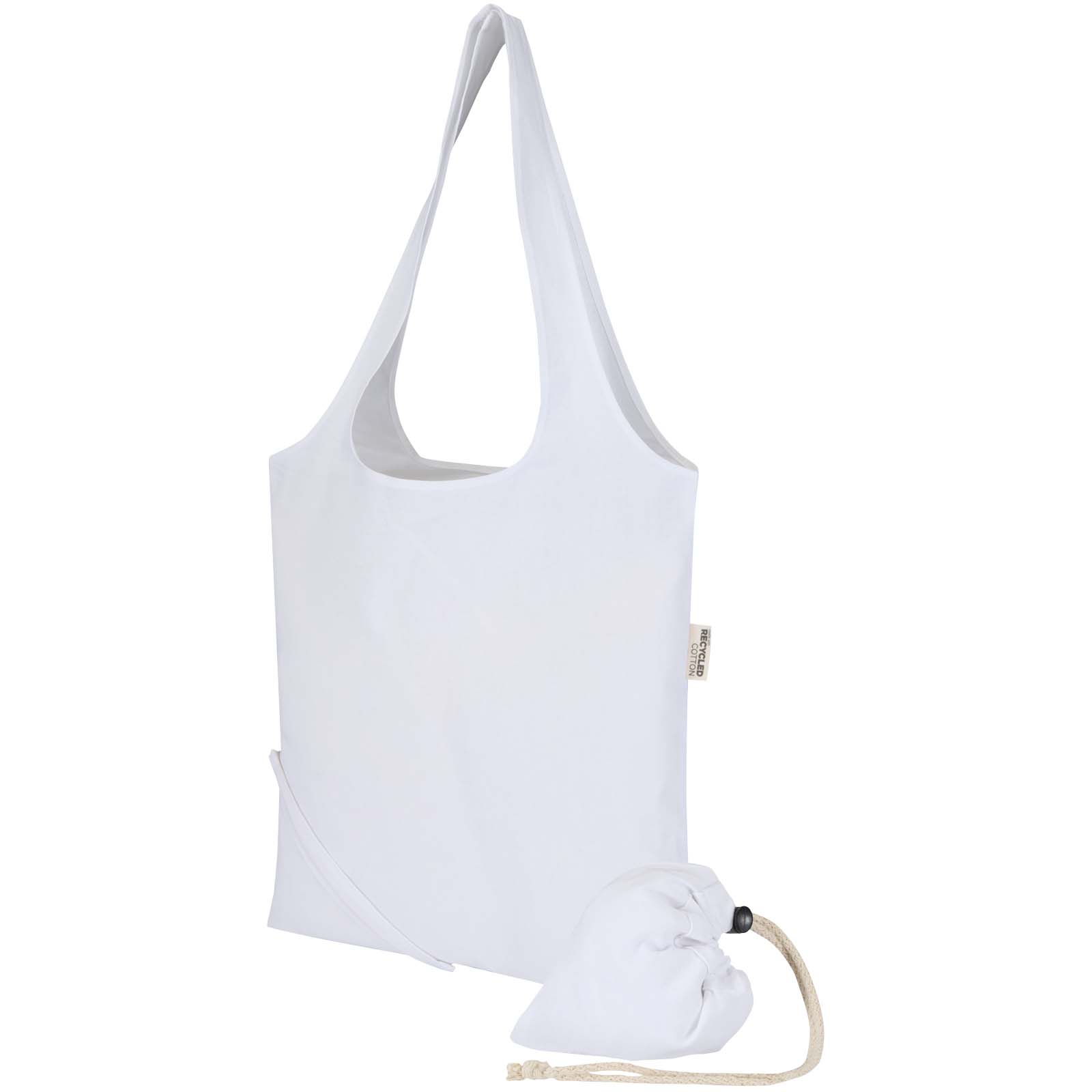 Sacs de shopping publicitaires - Sac fourre-tout pliable en coton recyclé GRS « Madras Blend » 140 g/m², 7 L