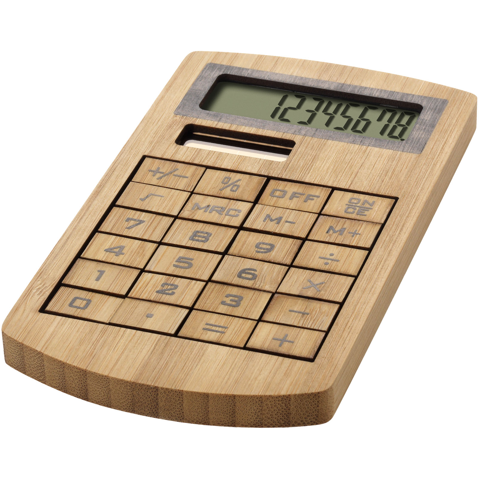 Accessoires de bureau publicitaires - Calculatrice en bambou Eugene