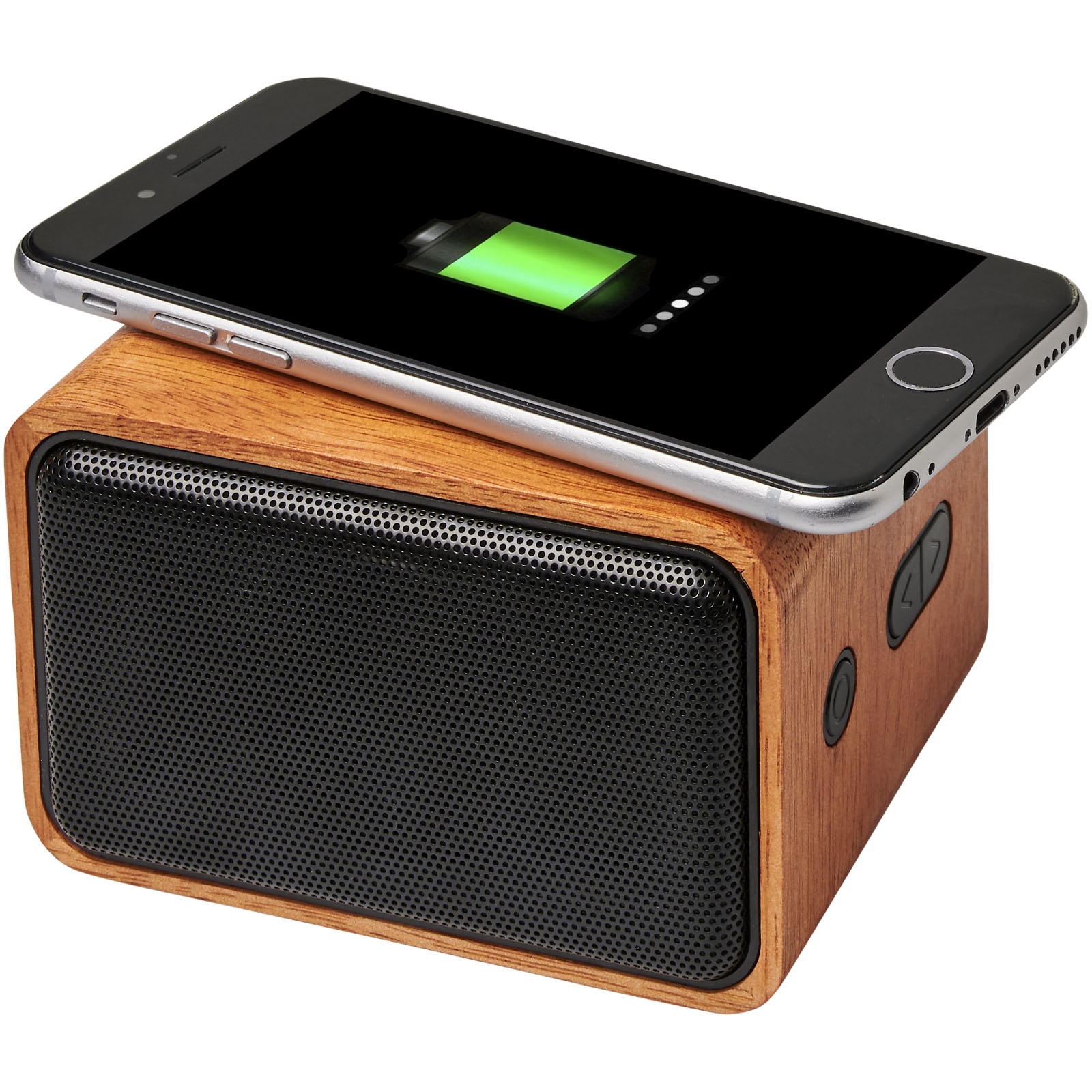 Chargeurs sans fil publicitaires - Enceinte Wooden avec chargeur à induction de 3 W - 4