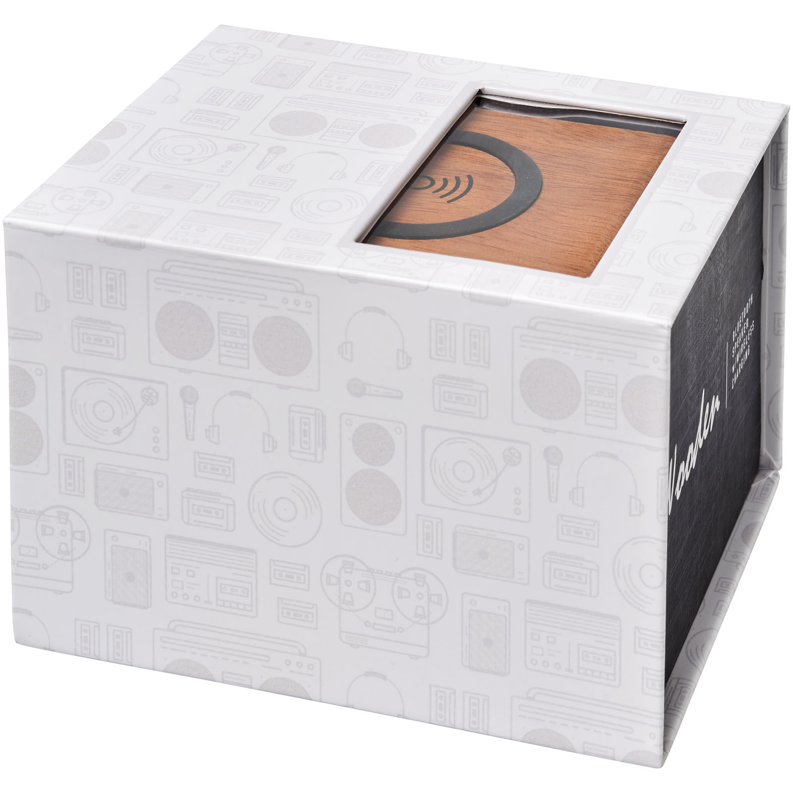 Chargeurs sans fil publicitaires - Enceinte Wooden avec chargeur à induction de 3 W - 1