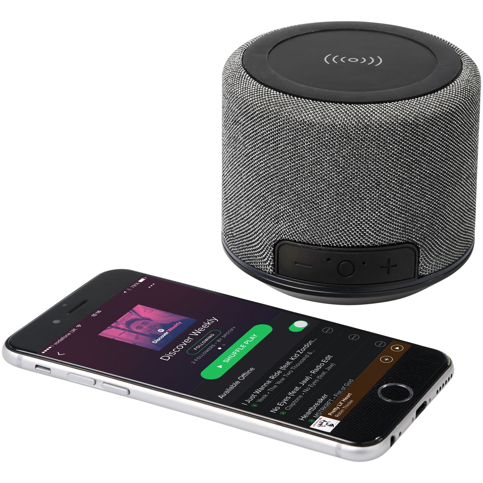 Advertising Speakers - Fiber 3W wireless charging Bluetooth® speaker - 5