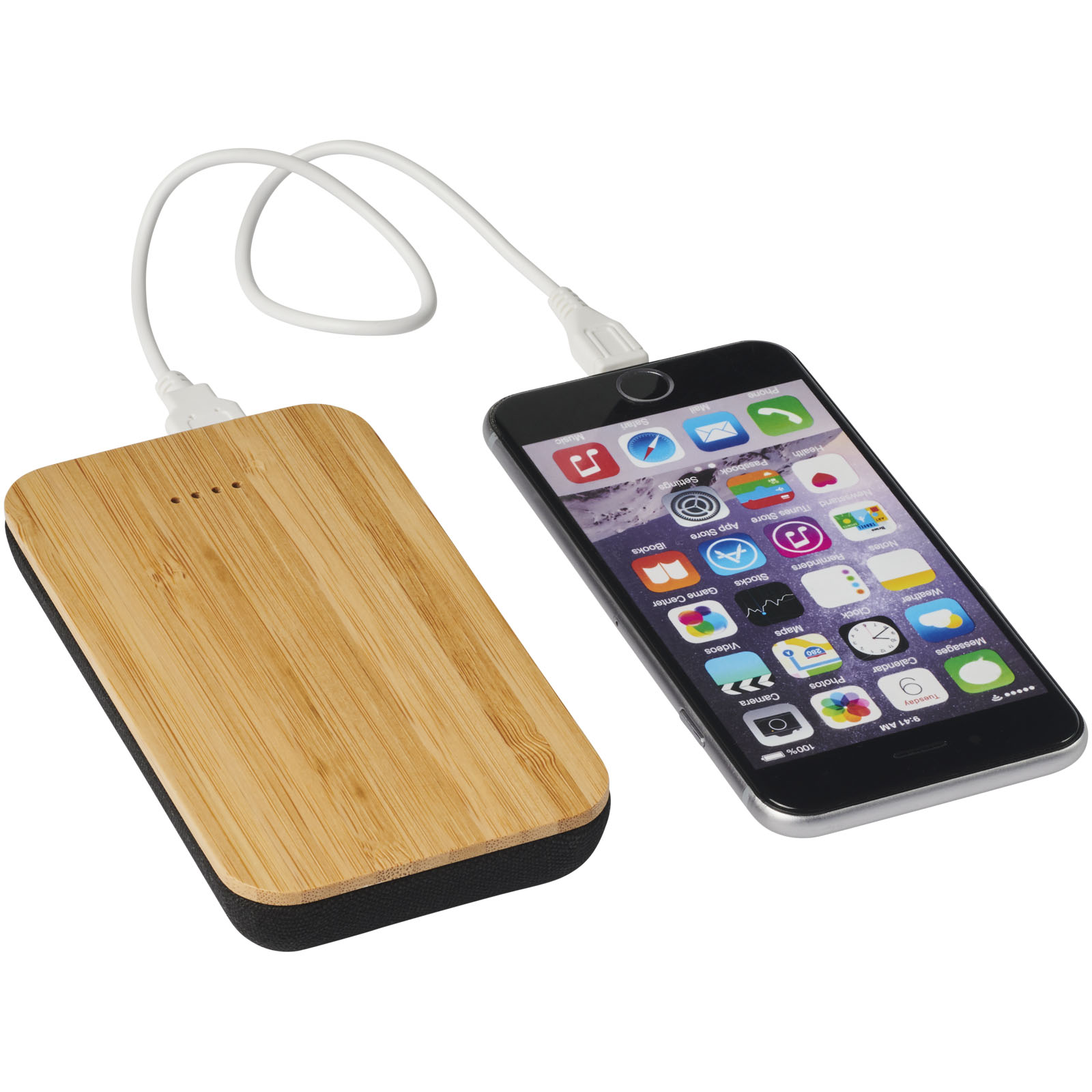 Advertising Powerbanks - Future 6000 mAh bamboo/fabric wireless power bank - 4