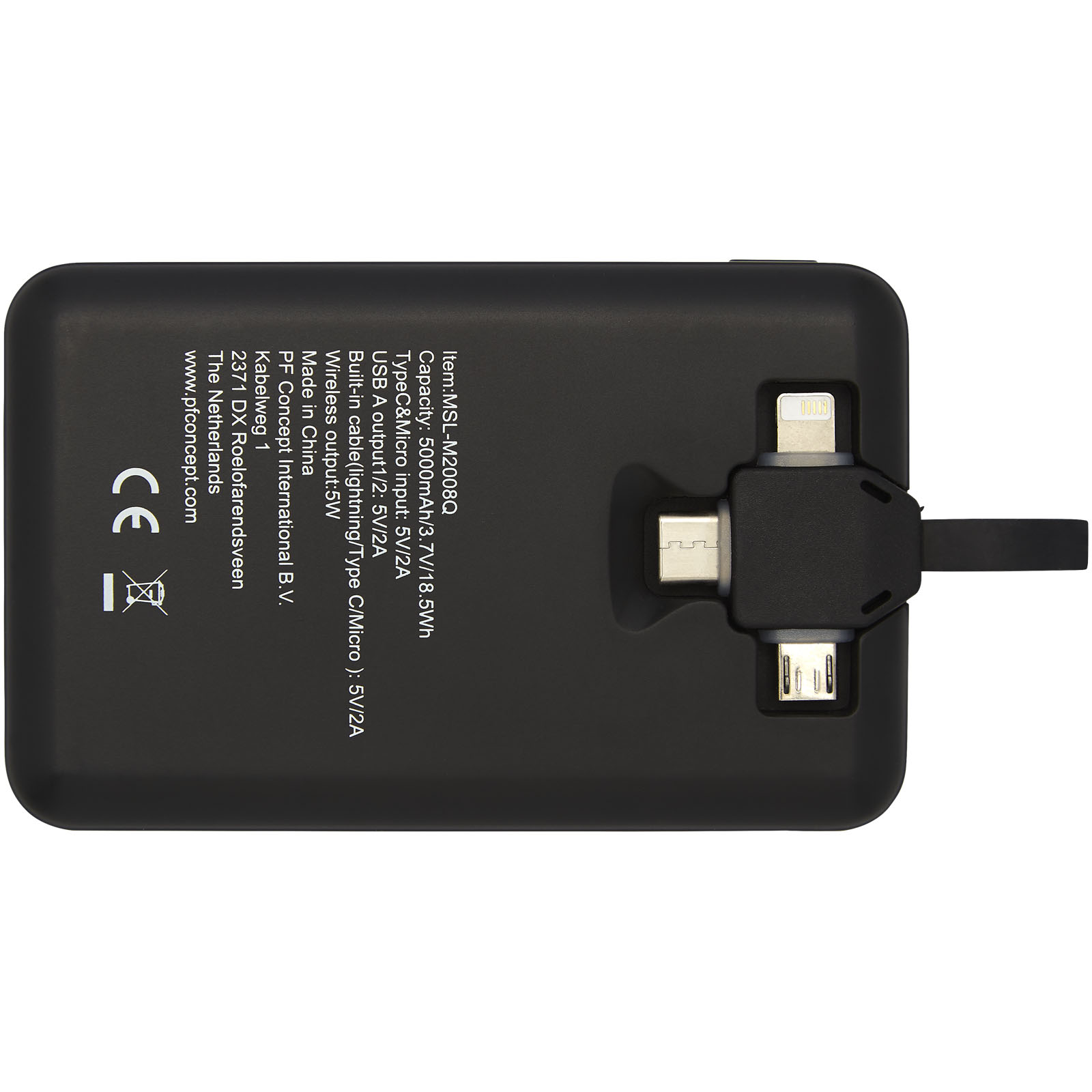 Batteries externes publicitaires - Batterie de secours sans fil Kano, 5 000 mAh, avec câble 3-en-1 - 3