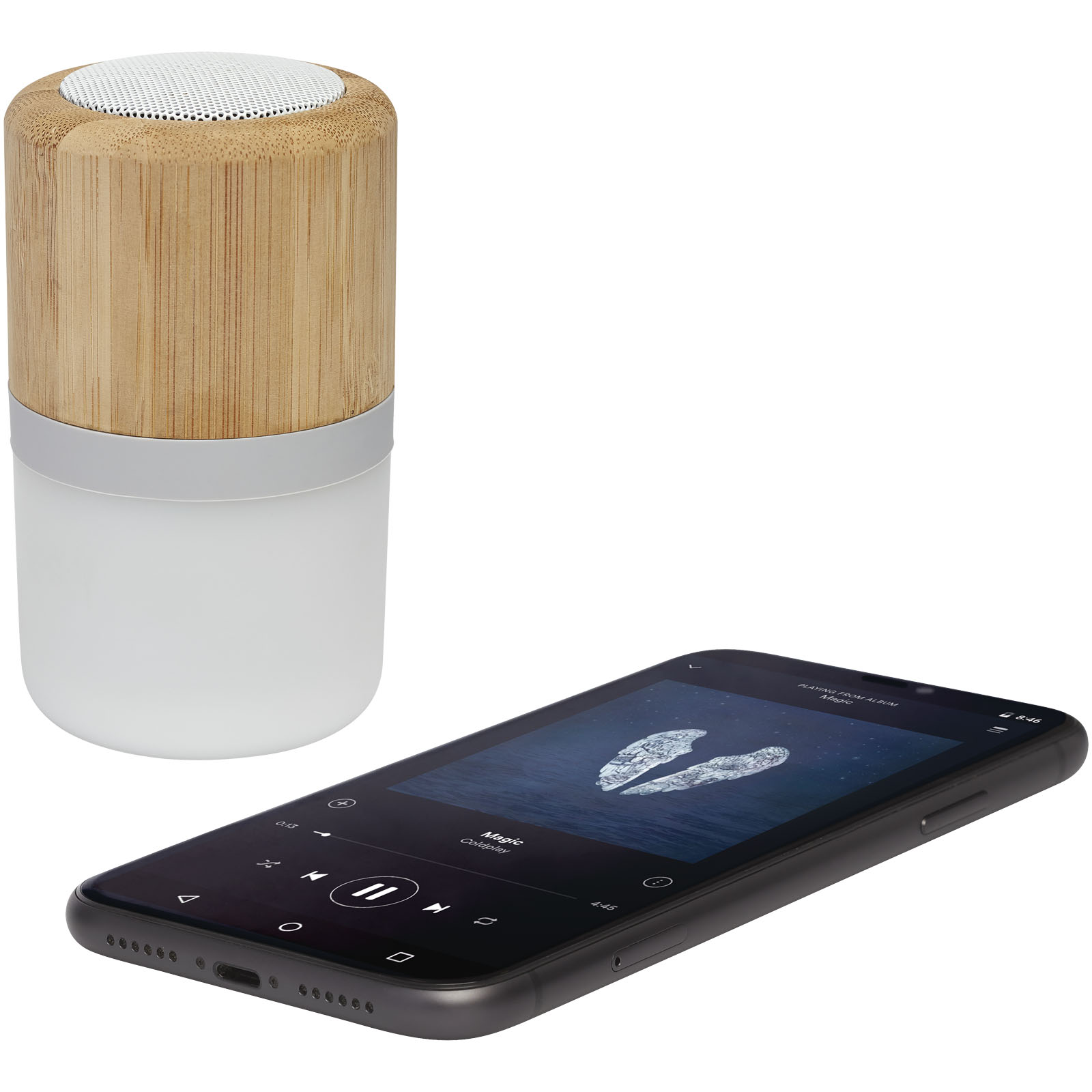 Enceintes publicitaires - Haut-parleur Bluetooth® Aurea en bambou avec lumière  - 5