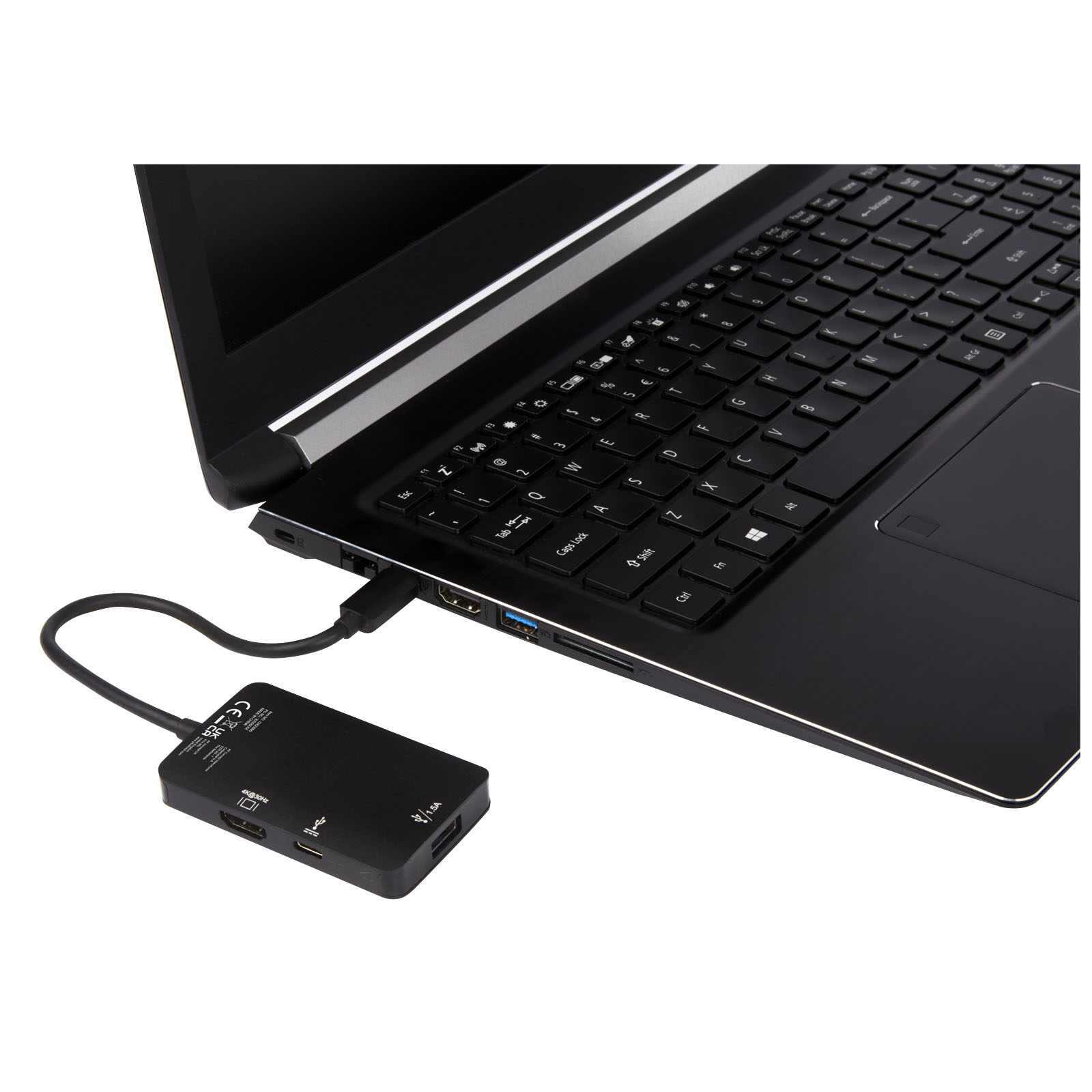 Accessoires pour ordinateur publicitaires - Adaptateur multimédia Type-C en aluminium ADAPT (USB-A / Type-C / HDMI) - 4