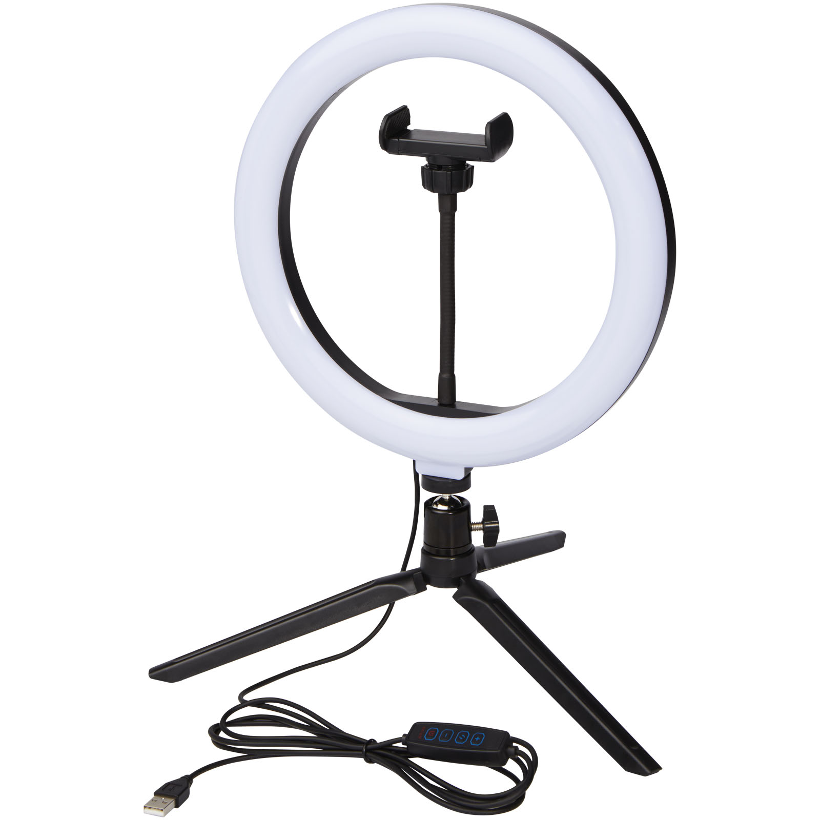 Accessoires pour téléphone et tablette publicitaires - Lampe anneau Studio pour selfies et vlogging avec support de téléphone et trépied - 4