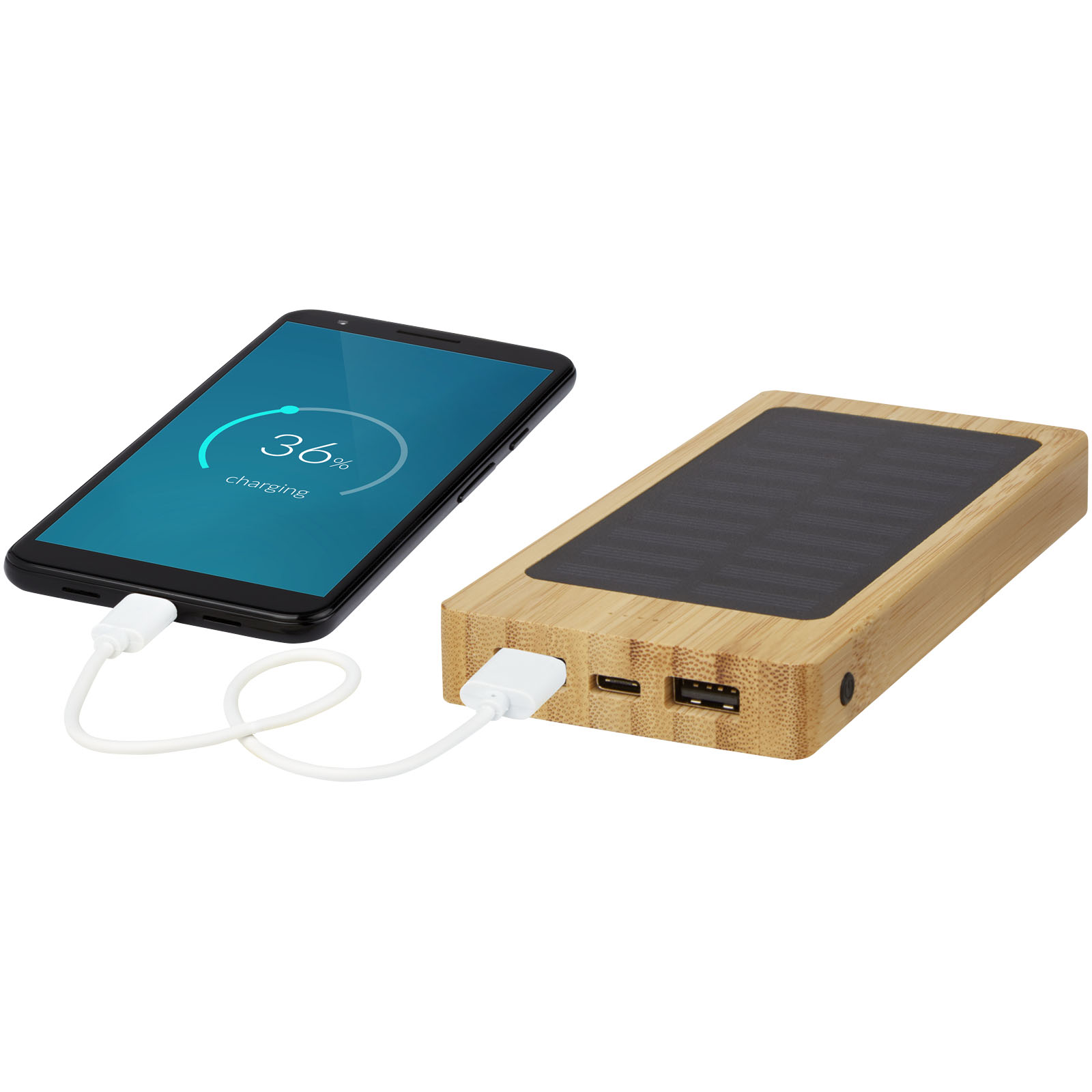 Advertising Powerbanks - Alata 8000 mAh bamboo solar power bank - 4