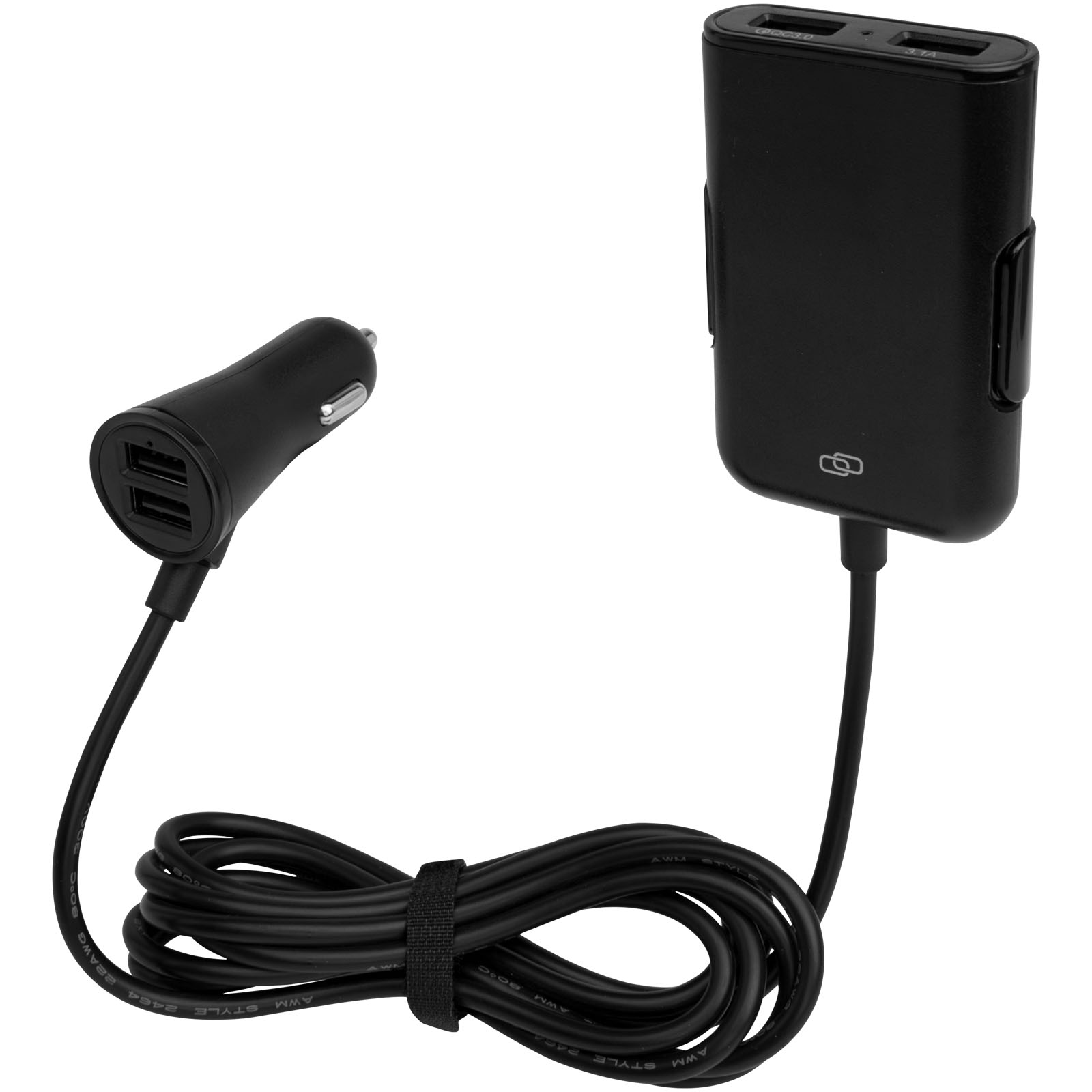 Advertising Chargers - Pilot dual car charger with QC 3.0 dual back seat extended charger - 0