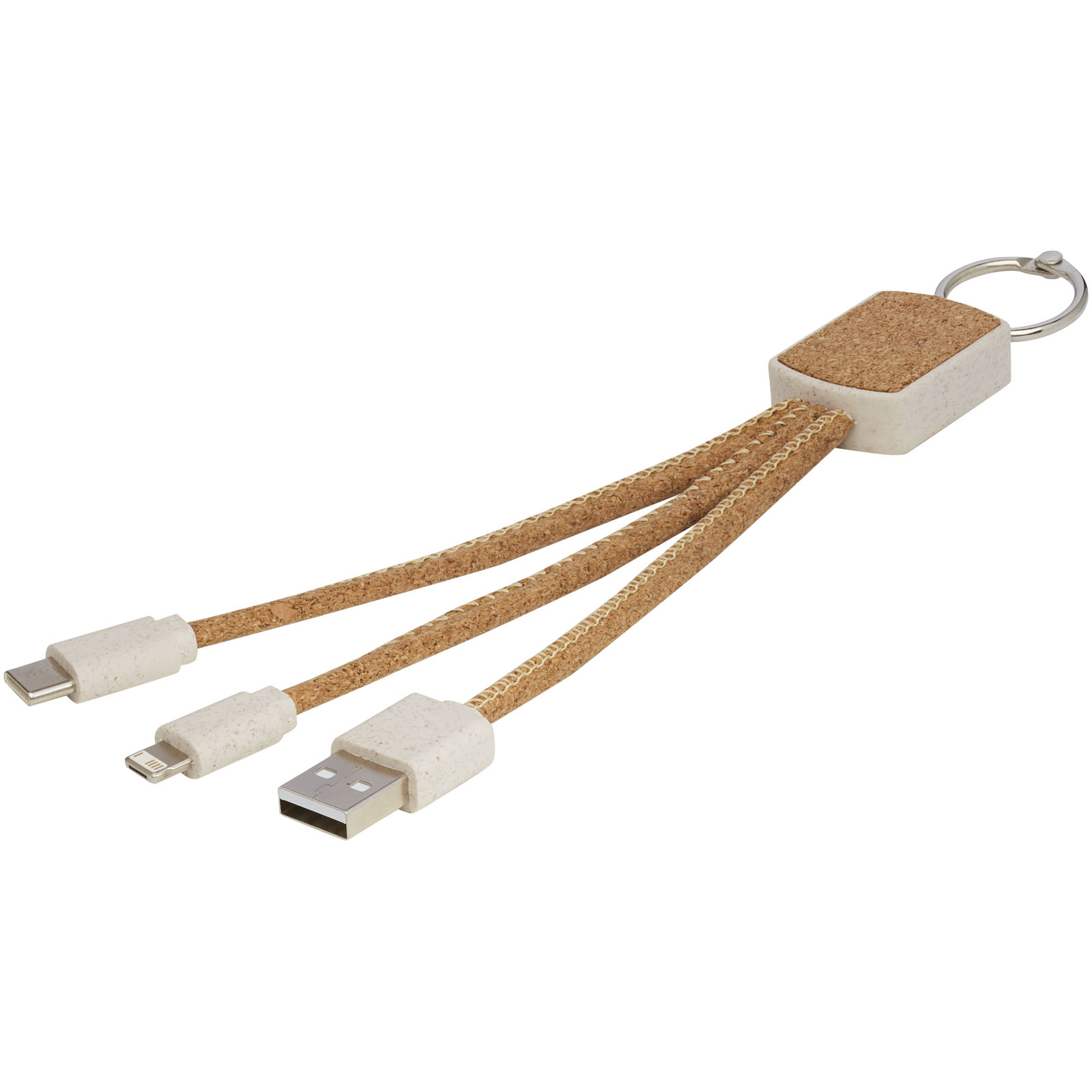 Advertising Cables - Bates wheat straw and cork 3-in-1 charging cable