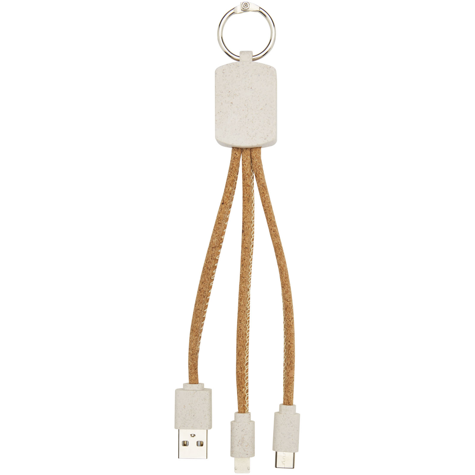 Advertising Cables - Bates wheat straw and cork 3-in-1 charging cable - 3