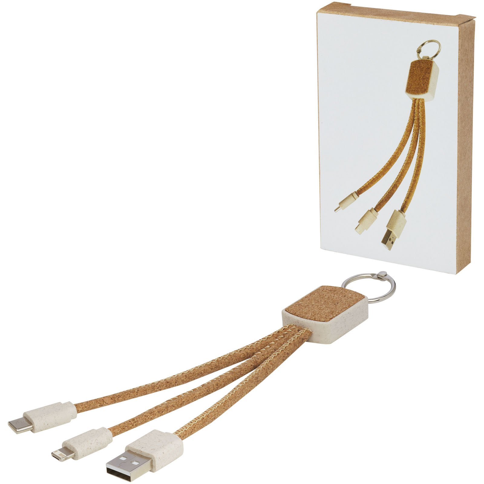 Advertising Cables - Bates wheat straw and cork 3-in-1 charging cable - 4