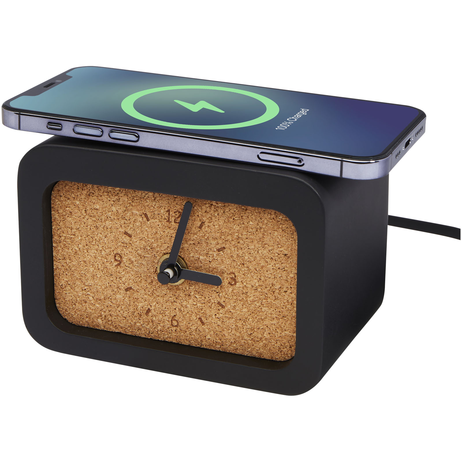 Advertising Wireless Charging - Momento wireless limestone charging desk clock - 3