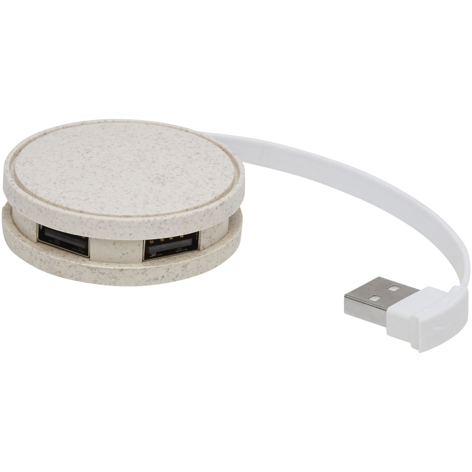 Accessoires pour ordinateur publicitaires - Concentrateur USB Kenzu en paille de blé - 0