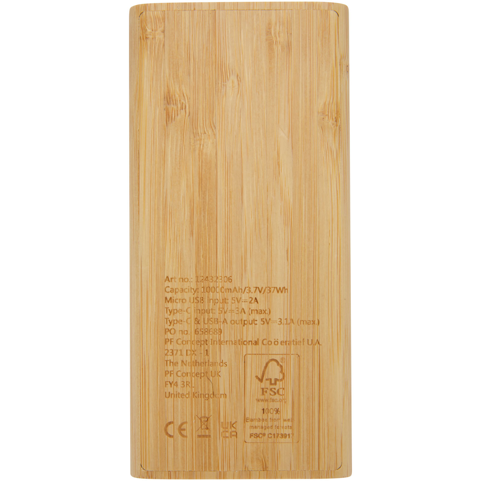 Advertising Powerbanks - Tulda 10.000 mAh bamboo power bank - 3