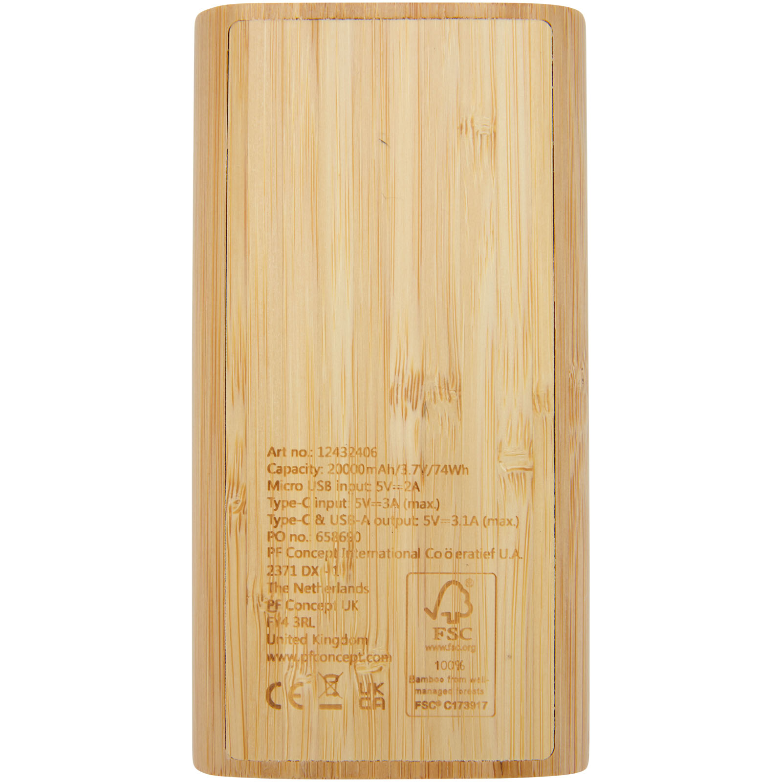 Advertising Powerbanks - Tulda 20.000 mAh bamboo power bank - 3